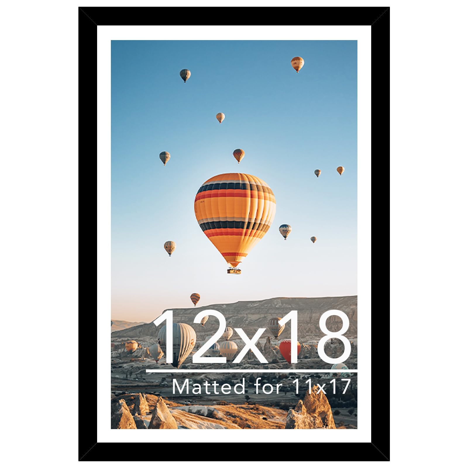 JCJMY 12x18 Picture Frame with 11x17 Mat, Display Photo 11x17 with Mat or 12 x 18 Without Mat, Wall Hanging Large 12 by 18 Poste