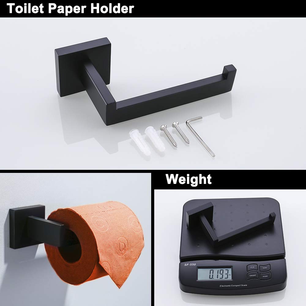 Turs Black 3-Piece Bathroom Towel Holder Set Stainless Steel Wall Mount Bath Hardware Set Toilet Paper Holder Towel Hook,Q7010Bk