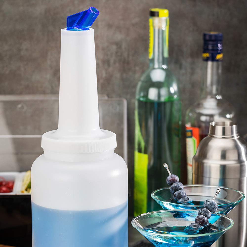 Bar Lux 2.5 Quart Juice Pourer Bottle, 1 Leak-Resistant Store And Pour Container - Dispensing Lid, Storage Lid, Blue Plastic Jui