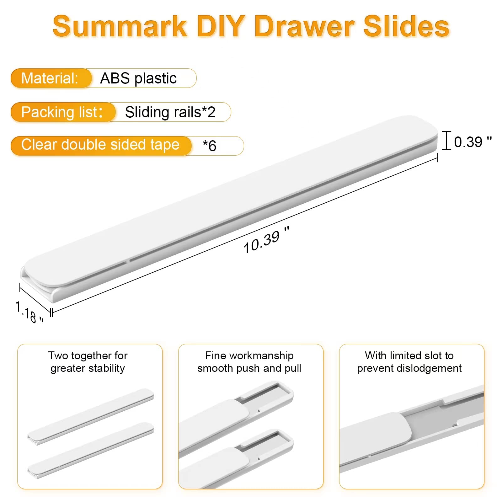 Summark 8 Pcs Pull Out Rail For Baskets Or Bins.Storage And Organization Accessories For Cabinet,Shelves.Diy Drawer Organizers S