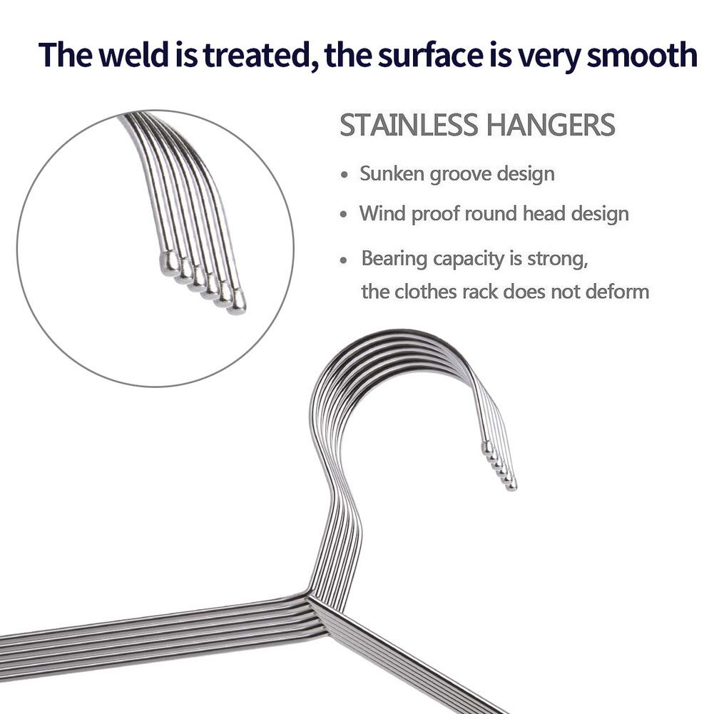 FSUTEG Wire Hangers  Clothes Hangers 50 Pack Heavy Duty Stainless Steel Metal Pants Hangers 16.5inch