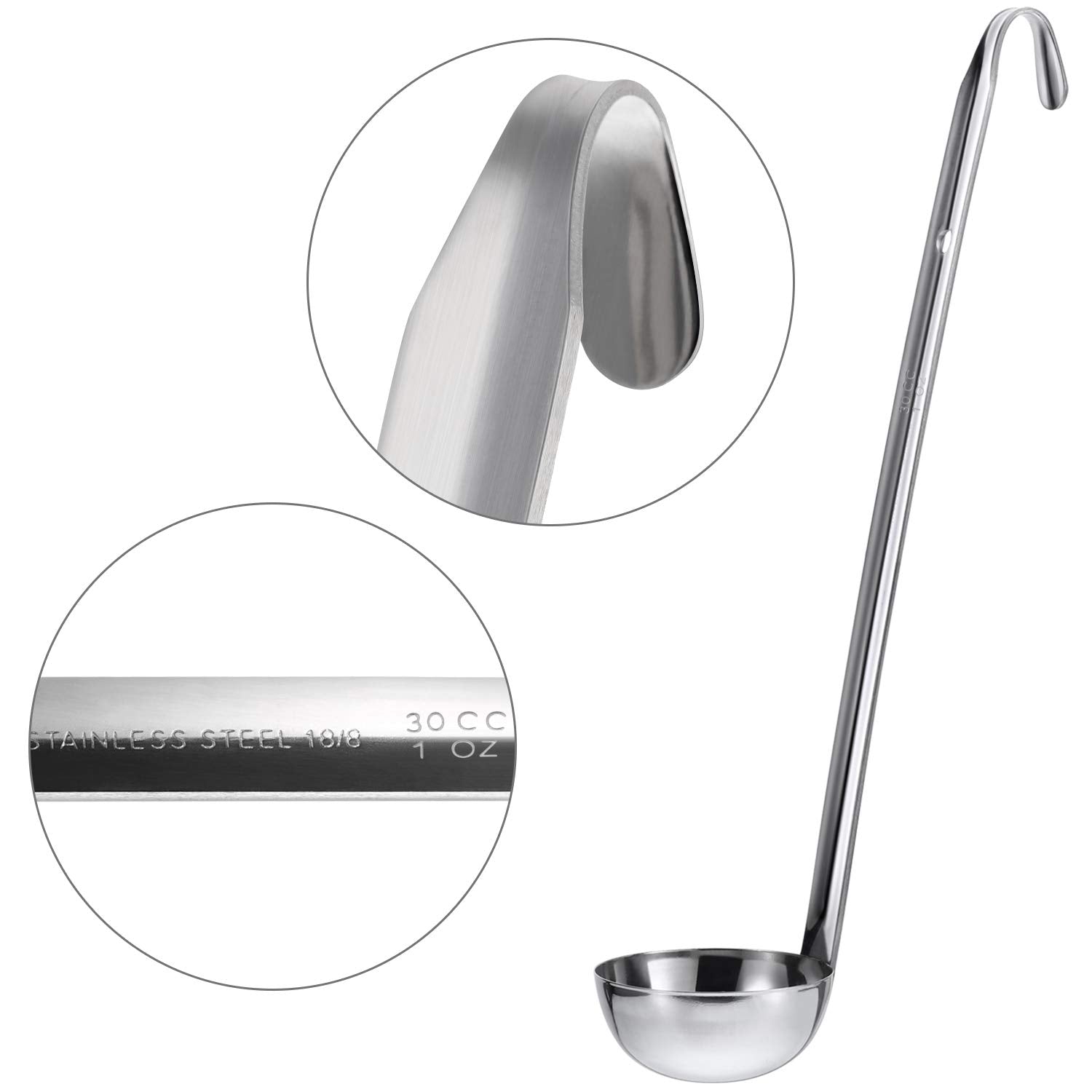3 Pieces Stainless Steel Ladle Soup Handle Ladle With Pouring Rim For Kitchen Cooking Soup Sauce (1 Oz)