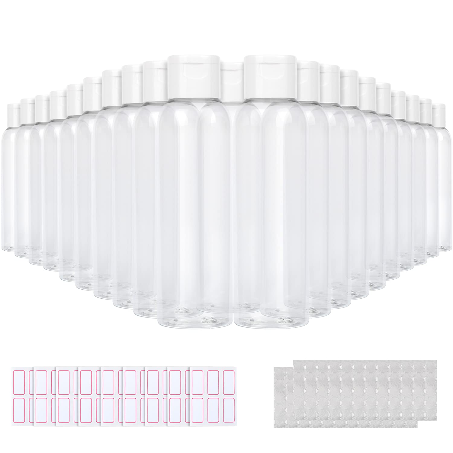 Trendbox 4oz Clear Plastic Empty Bottles with Flip Cap -BPA-Free Travel Containers for Shampoo, Lotions, Liquid Body Soap and Ma
