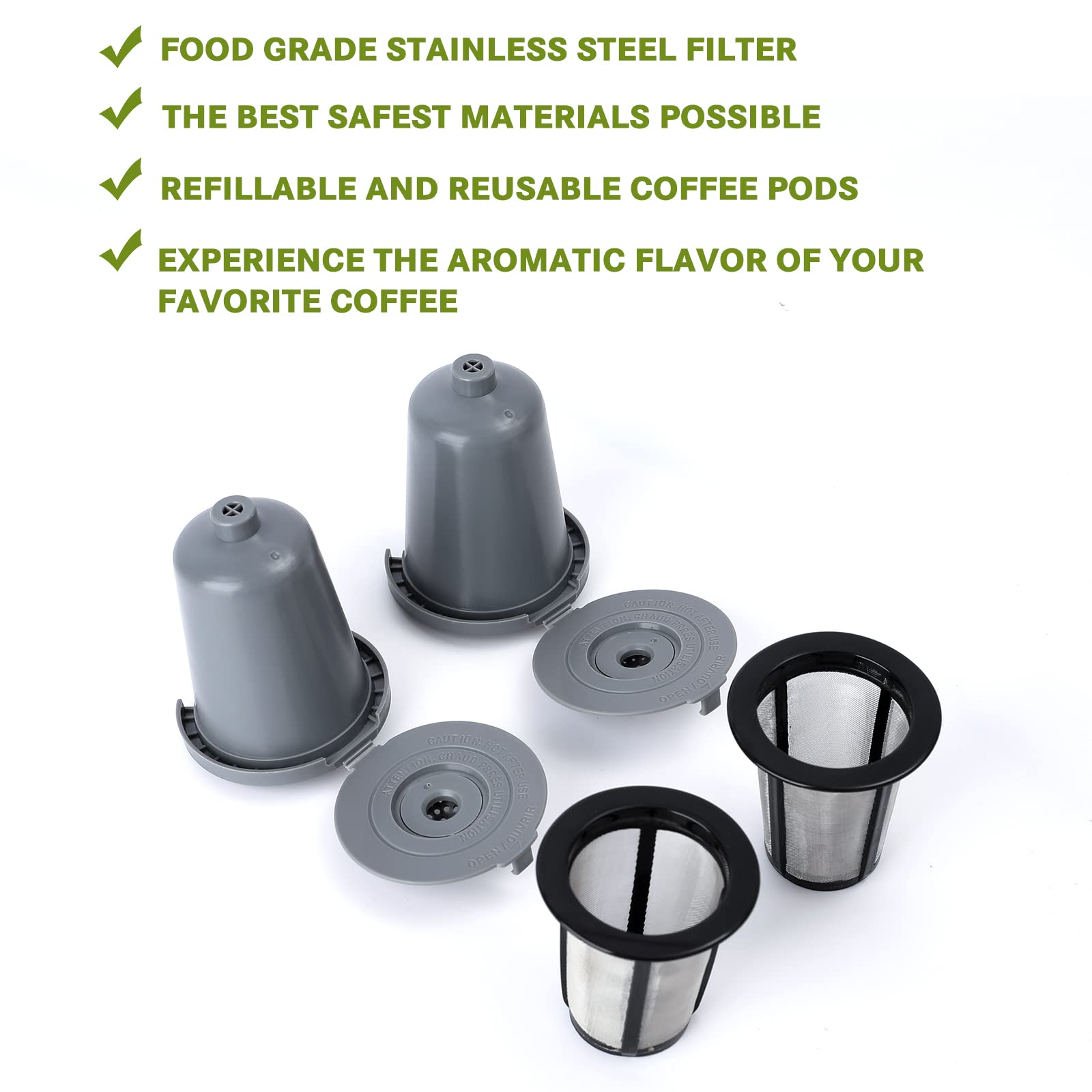 2Pcs Reusable Coffee Filter Cups, Compatible With Ss-Rfc Single Serve Brewer Coffe Maker, Gray Home Barista Filter Cup, Bpa-Free