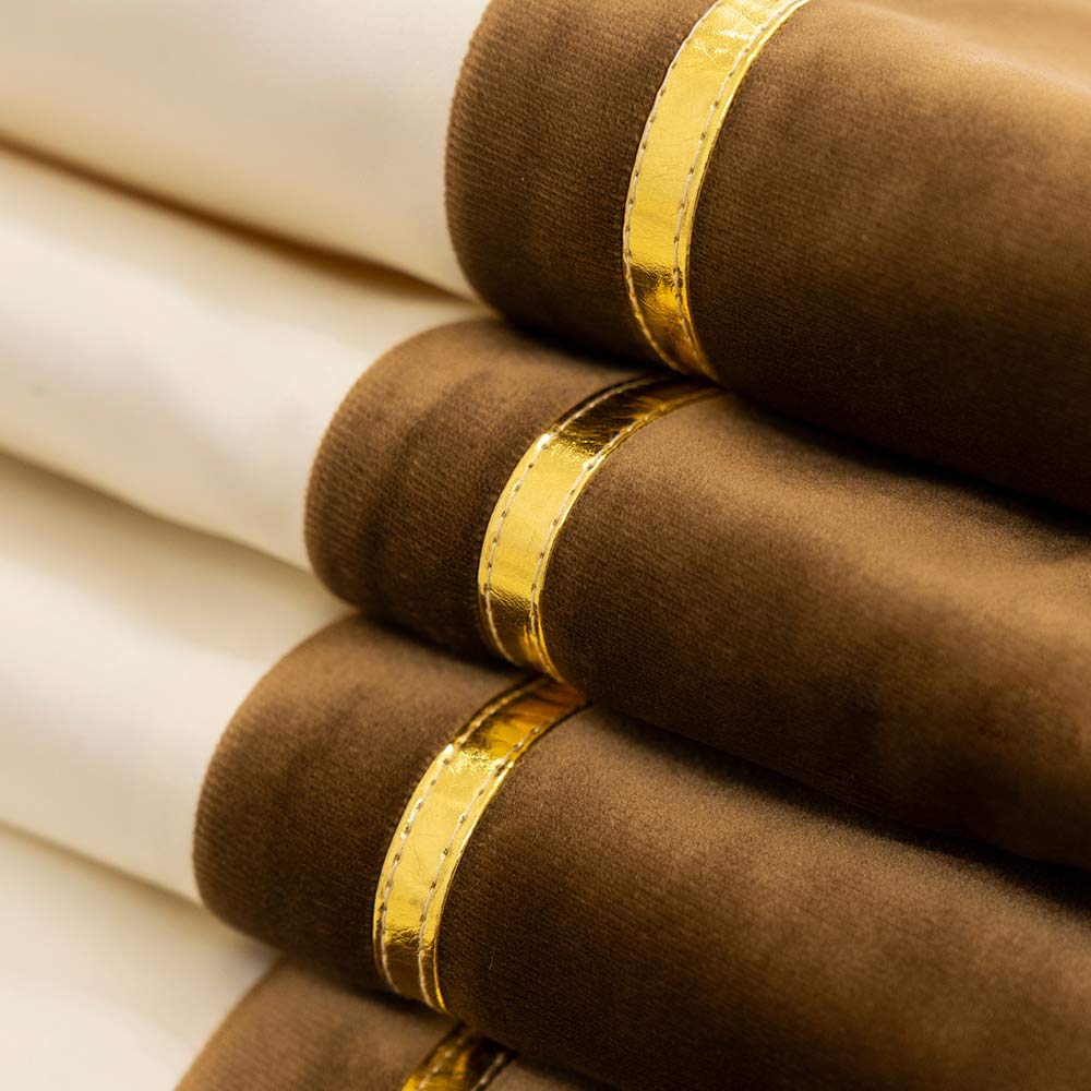 Avigers 12 X 78 Inch Decorative Luxury Brown White Gold Leather Striped Patchwork Velvet Table Runners With Tassels For Home Liv