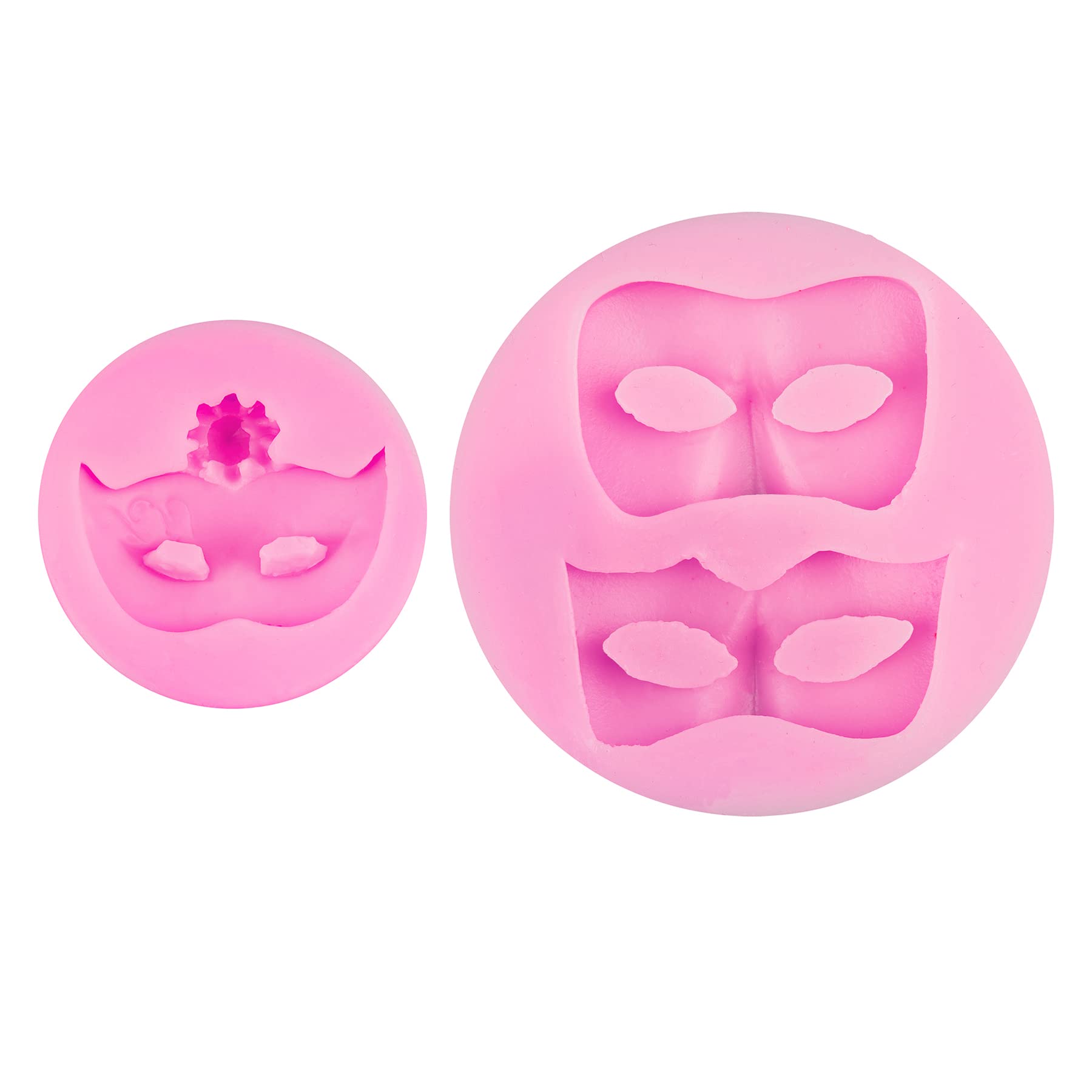 AUEAR, Set of 2 Mini Masquerade Mask Silicone Candy Fondant Molds for Chocolate Cake Decorating Cupcake Topper Polymer Clay