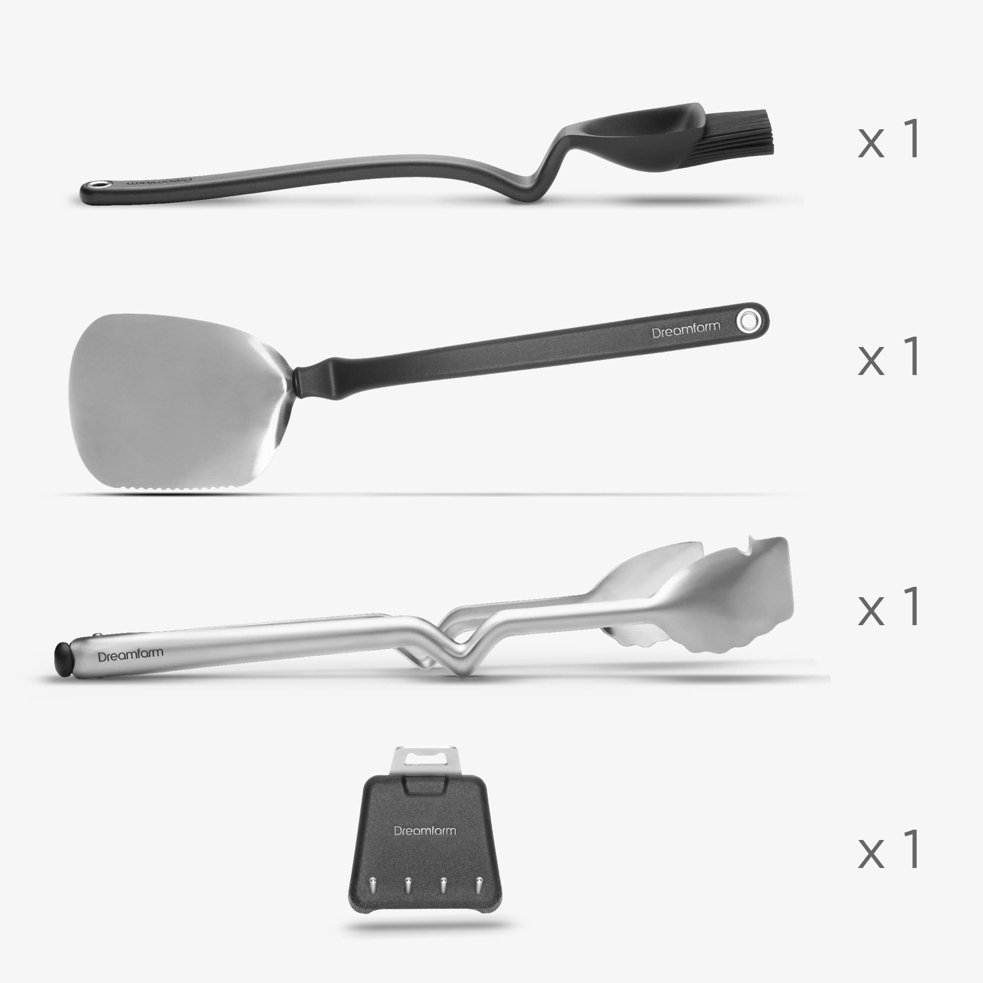 Dreamfarm Set Of Bbq Grill Tools | Stainless Steel Cooking Utensils | Bbq Brizzle, Bbq Clongs, Bbq Chopula With Magnetic Set Hol