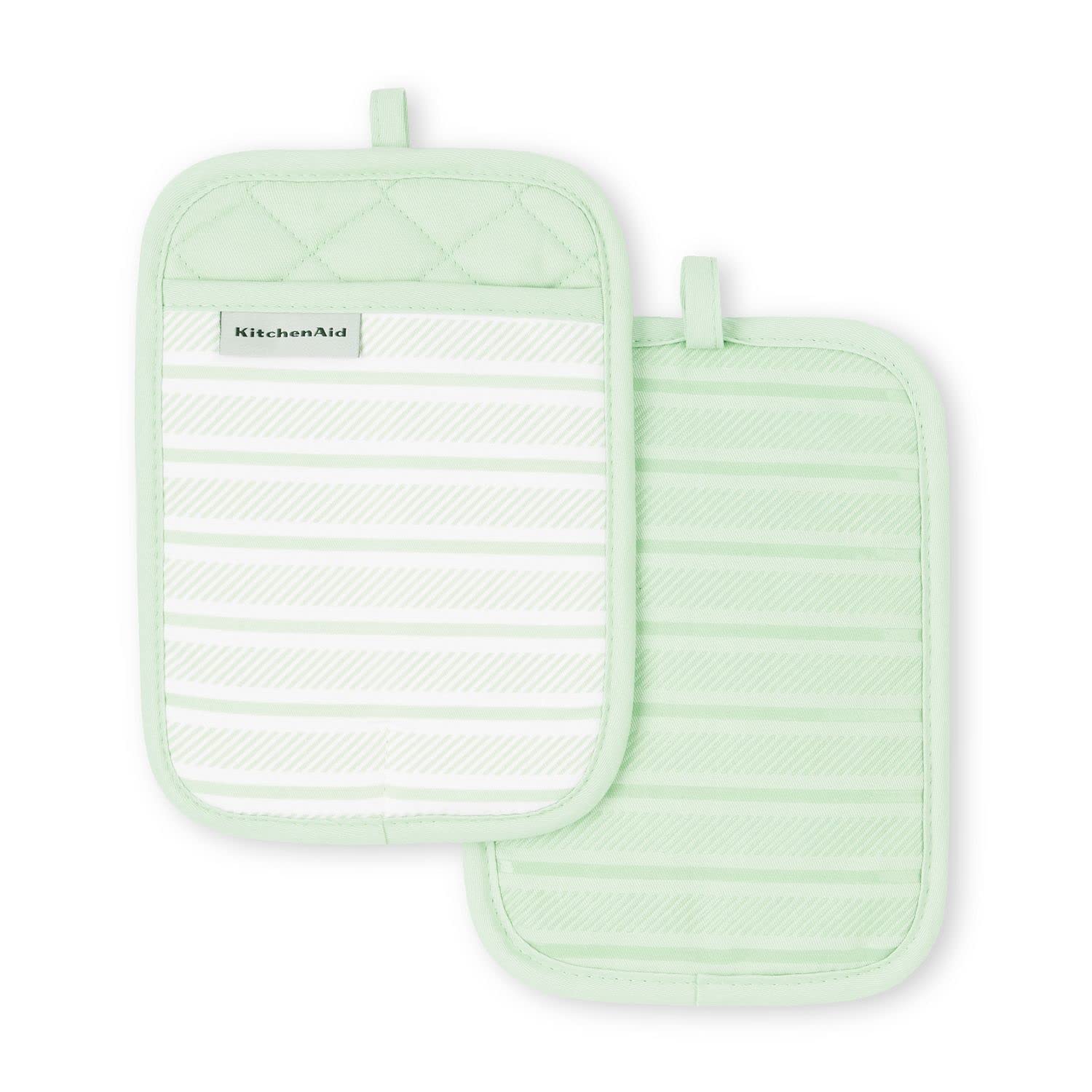 Kitchenaid Albany Pot Holder 2-Pack Set, Pistachio, 7''X10''