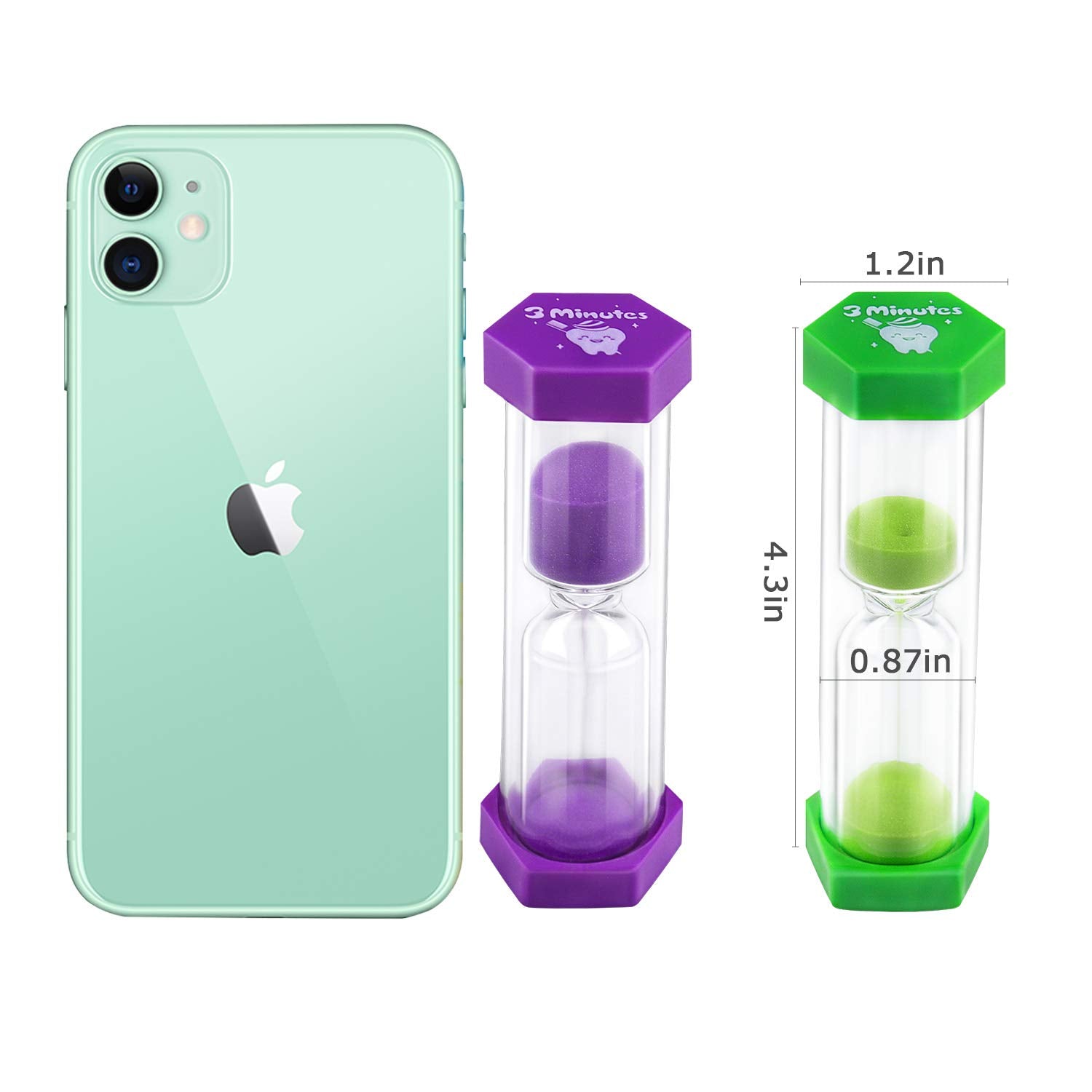 Jeowoqao Tooth Brushing Timers For Kids And Teens, 3 Minutes Hourglass Sand Timer For Brushing Tooth, Pack Of 2