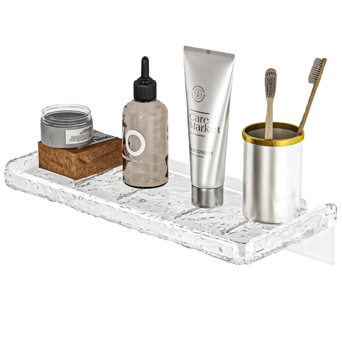 Yiezi Shower Storage Shelf, Wall Floating Shelf, Clear Wall Mounted Storage Shelf For Bathroom Storage And More Acrylic No Drill