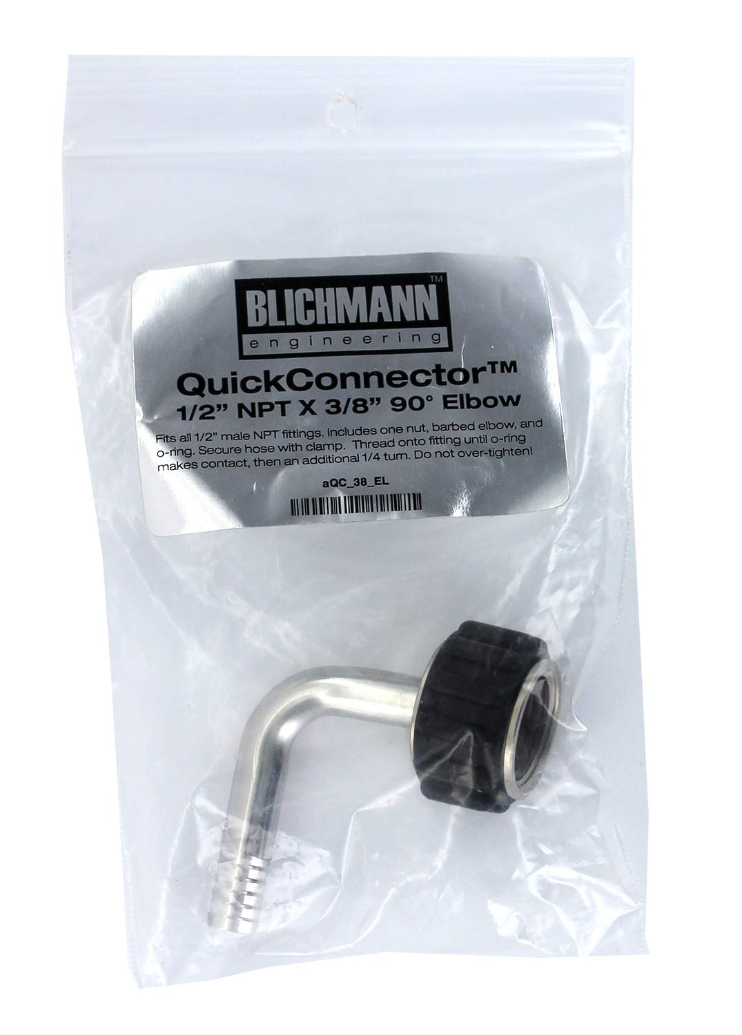 Blichmann Quickconnector 1/2'' Npt X 3/8'' 90 Degree Elbow