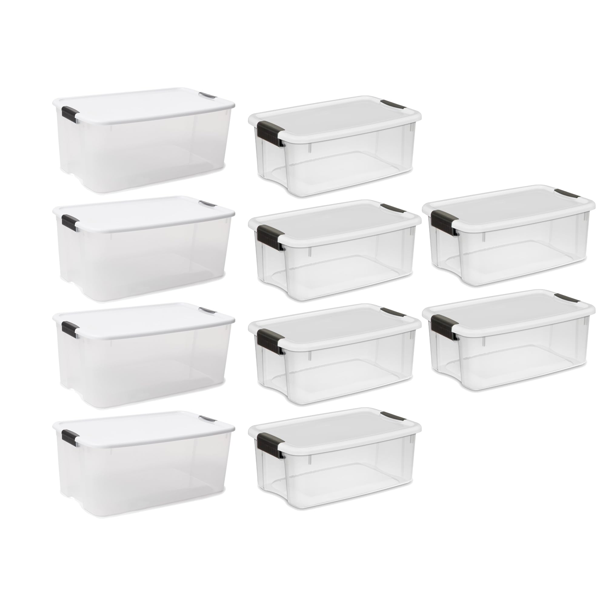 Sterilite 4 Sets of 116 Quart and 6 Sets of 18 Quart HeavyDuty Stackable Clear Latch Lid Storage Container Tote for Home Organi
