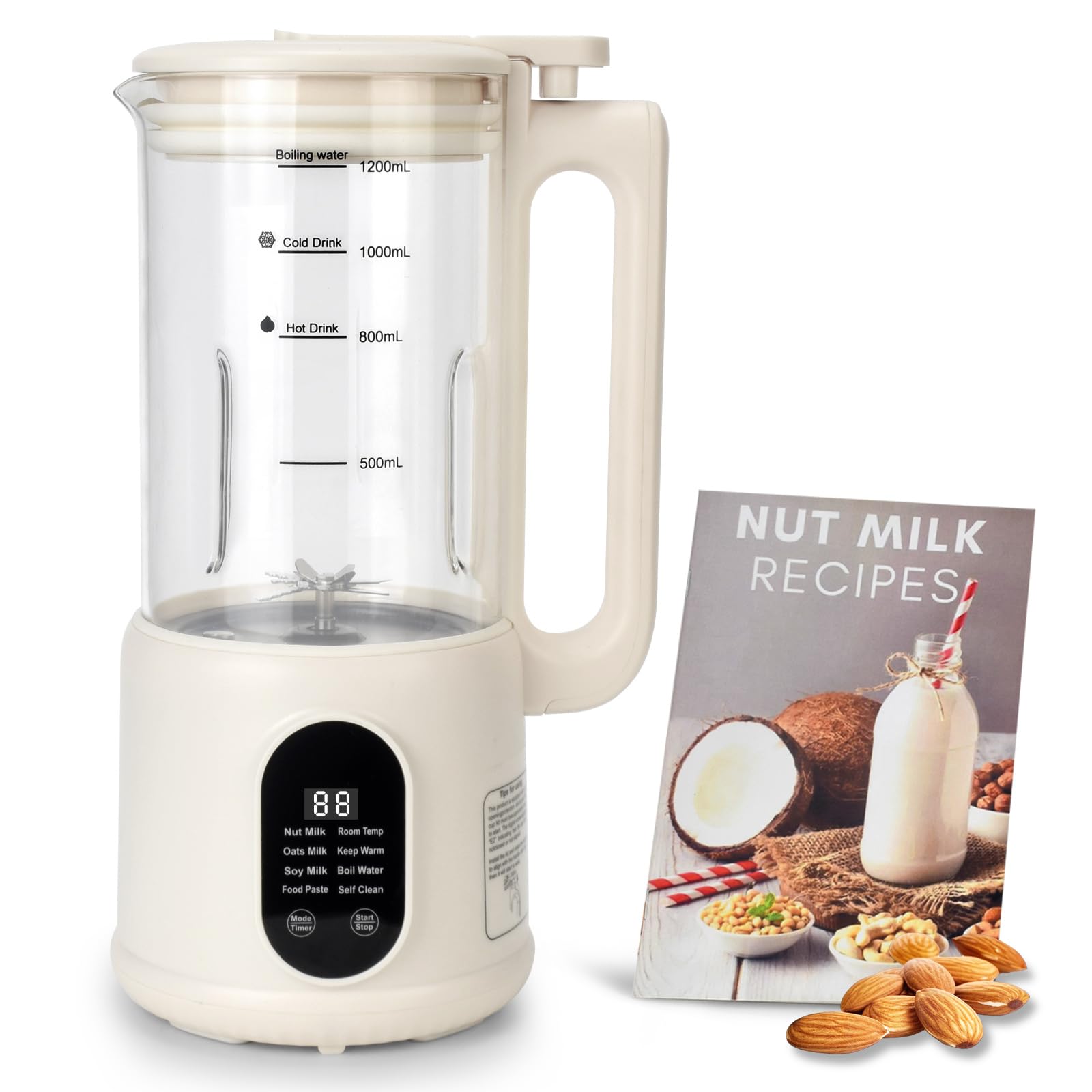 Automatic Nut Milk Maker, 8 In1 40Oz Soybean Milk Machine For Homemade Almond, Oat, Soy, Coconut, Plant-Based Milk And Non Dairy