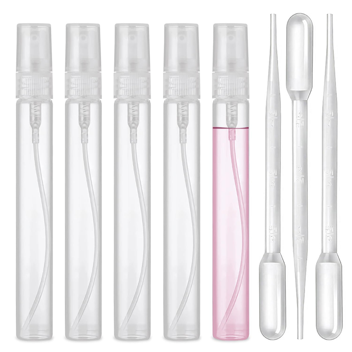 Uadbau Mini Spray Bottle, 5 Pcs 10Ml Perfume Bottle Empty With 3 Pcs Transfer Pipettes, Fine Mist Refillable Perfume Atomizer, S