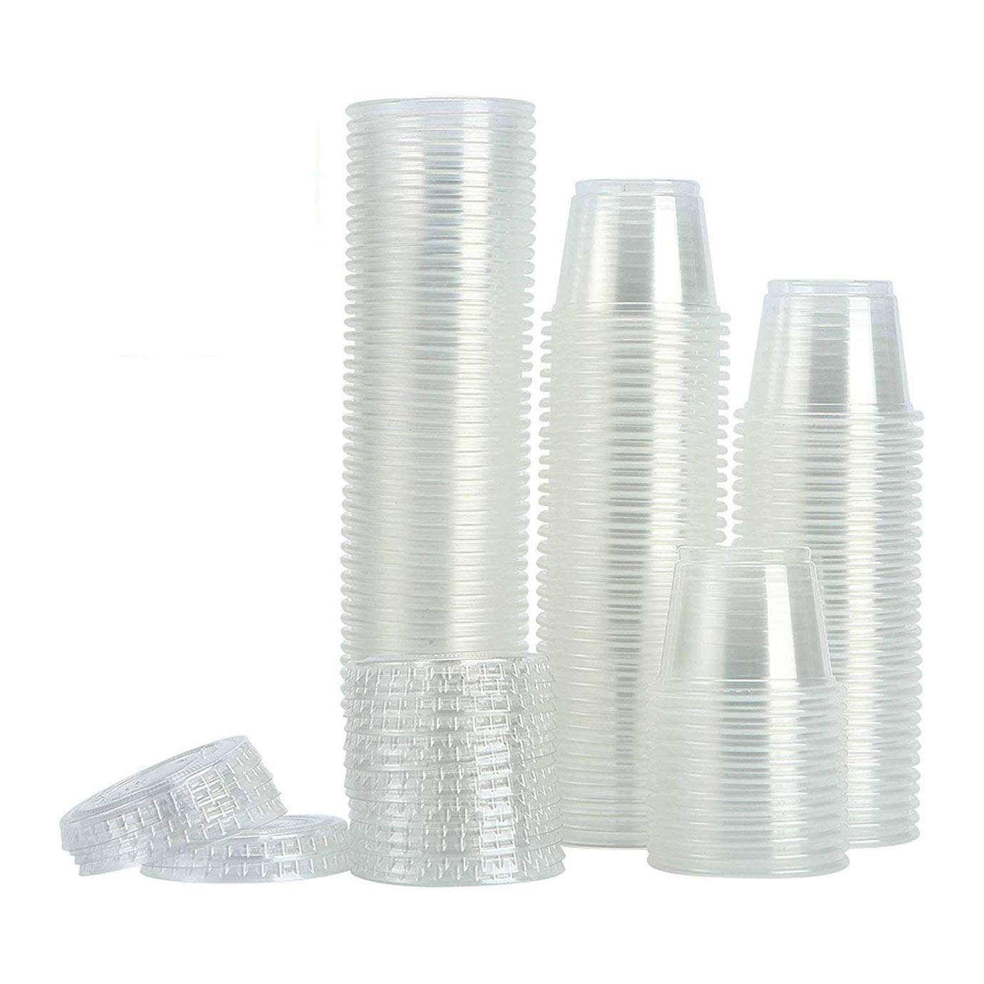[200Sets-1Oz] Small Plastic Containers With Lids, Jello Shot Cups,Souffle Condiment Sauce Cups