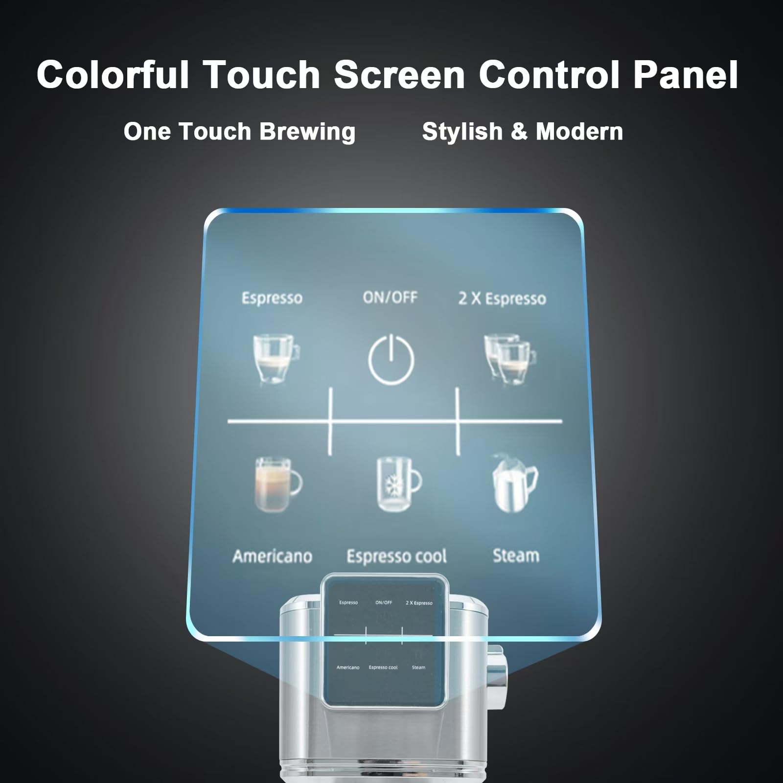 Urintells Cuising Espresso Machine 20 Bar, Touch Screen Espresso Maker With Americano, Coffee Machine With Steam Milk Frother, S