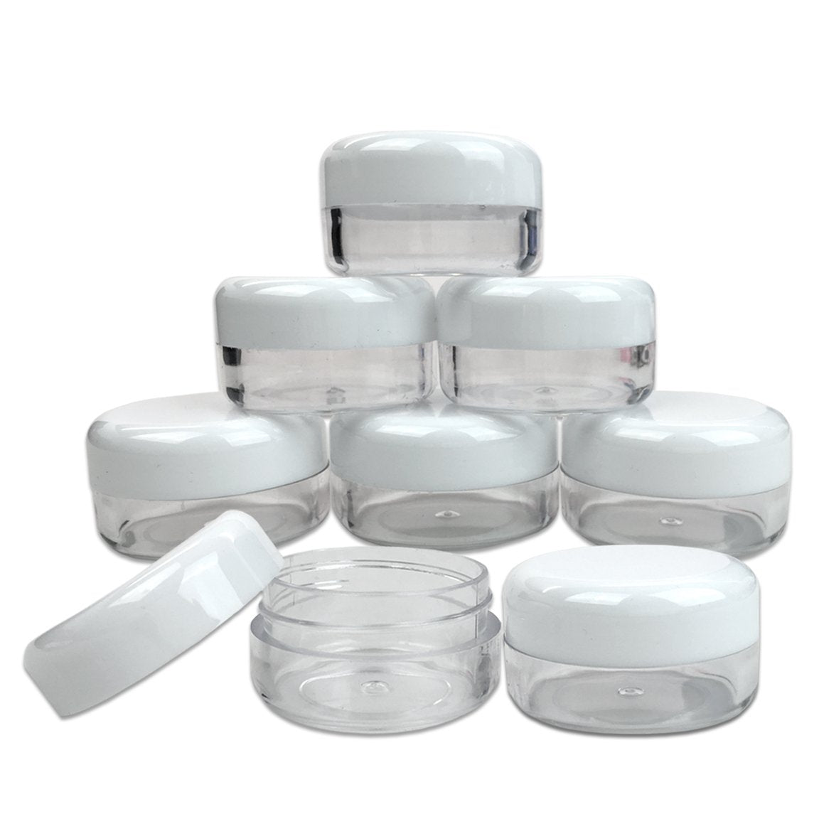 Beauticom 15 Gram/15Ml Empty Clear Small Round Travel Container Jars With Lids For Make Up Powders, Eyeshadow Pigments, Lotions,