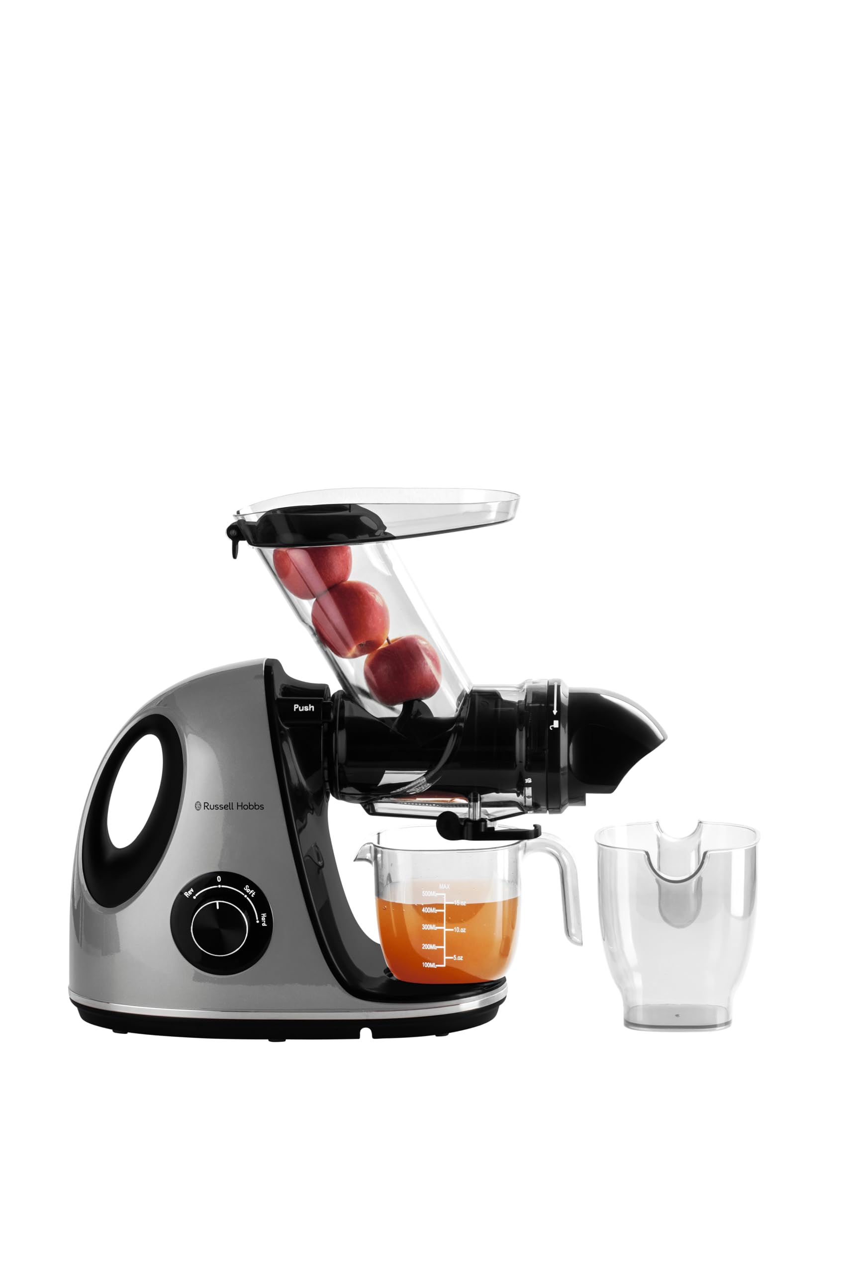 Russell Hobbs Rje150H 150 Watts Cold Press Whole Slow Juicer |Horizontal Design Copper Motor |Wide Feed Chute |500Ml Jug & Pulp 