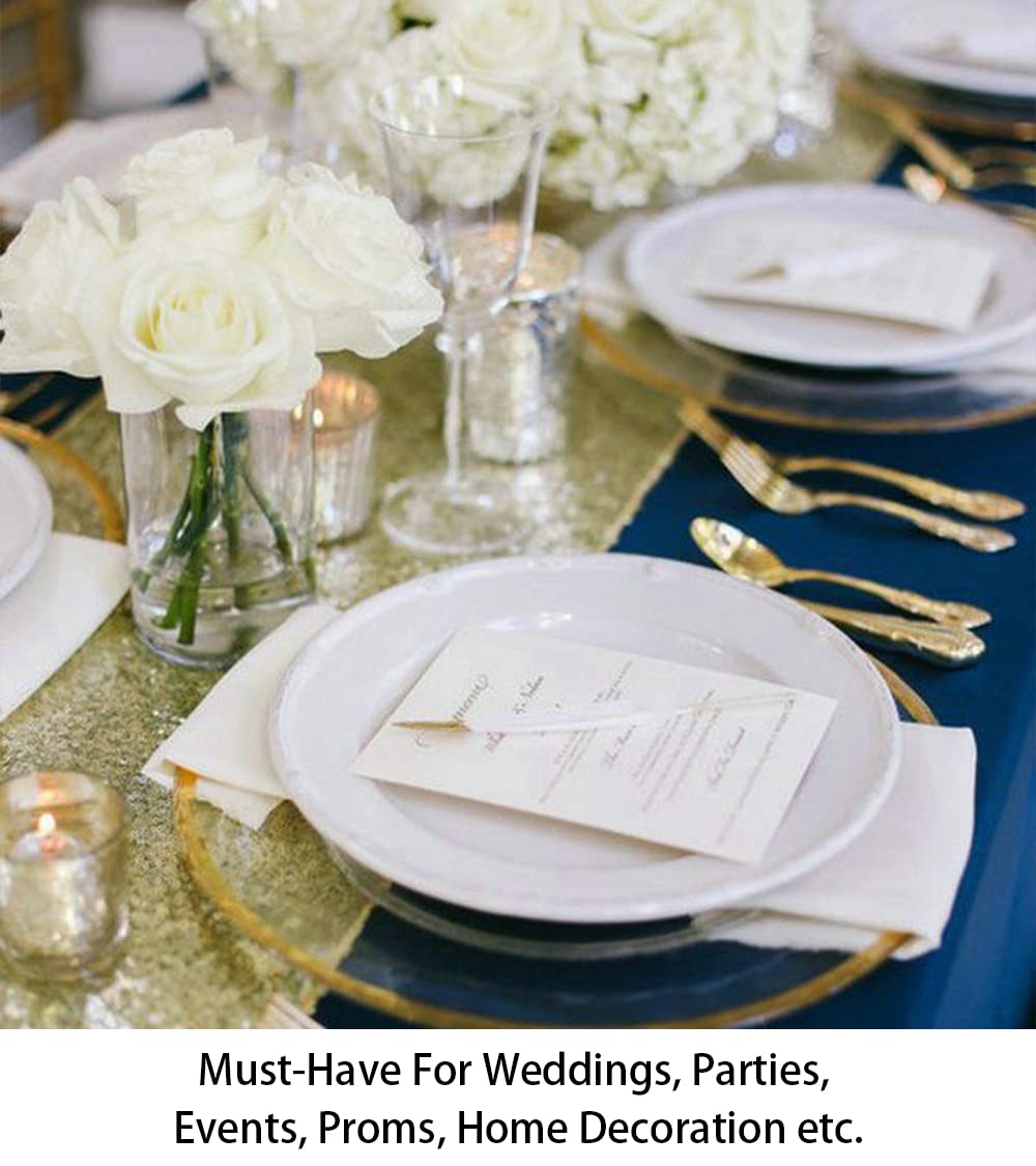 Shinybeauty 12'' X 108'' Sequined Table Runner - Light Gold Table Runner 108 Inches Long Dining Table Runner For Christmas Coffe