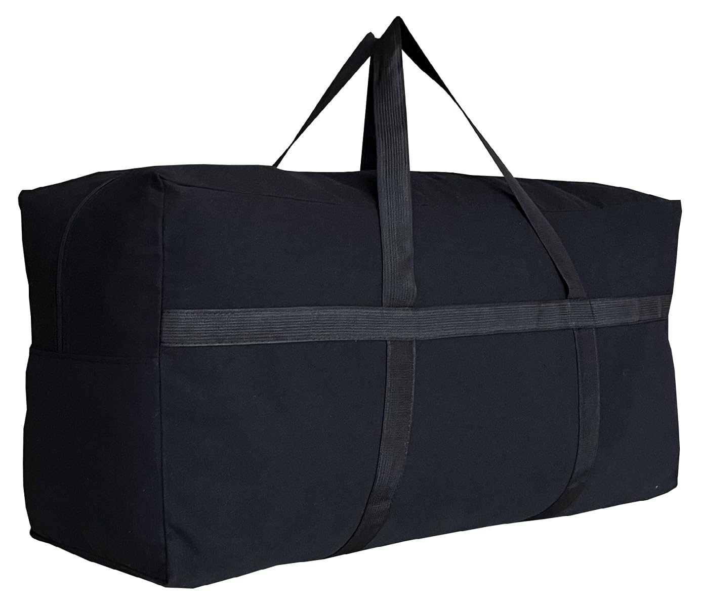 DoYiKe Extra Large Canvas Storage Duffle Bag with Zippers and Handles  Black Big Foldable Duffle Bag for Travel -130L