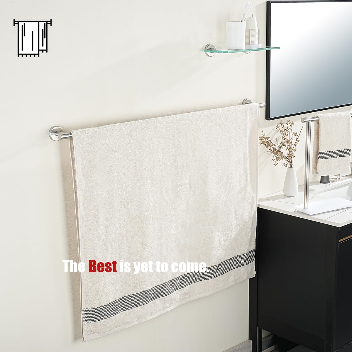 JQK Bath Towel Bar  36 Inch 304 Stainless Steel Thicken 1mm Single Towel Rack for Bathroom  Towel Holder (Brushed Finished) Wall Mount  39 in Total Length  TB110L36-BN