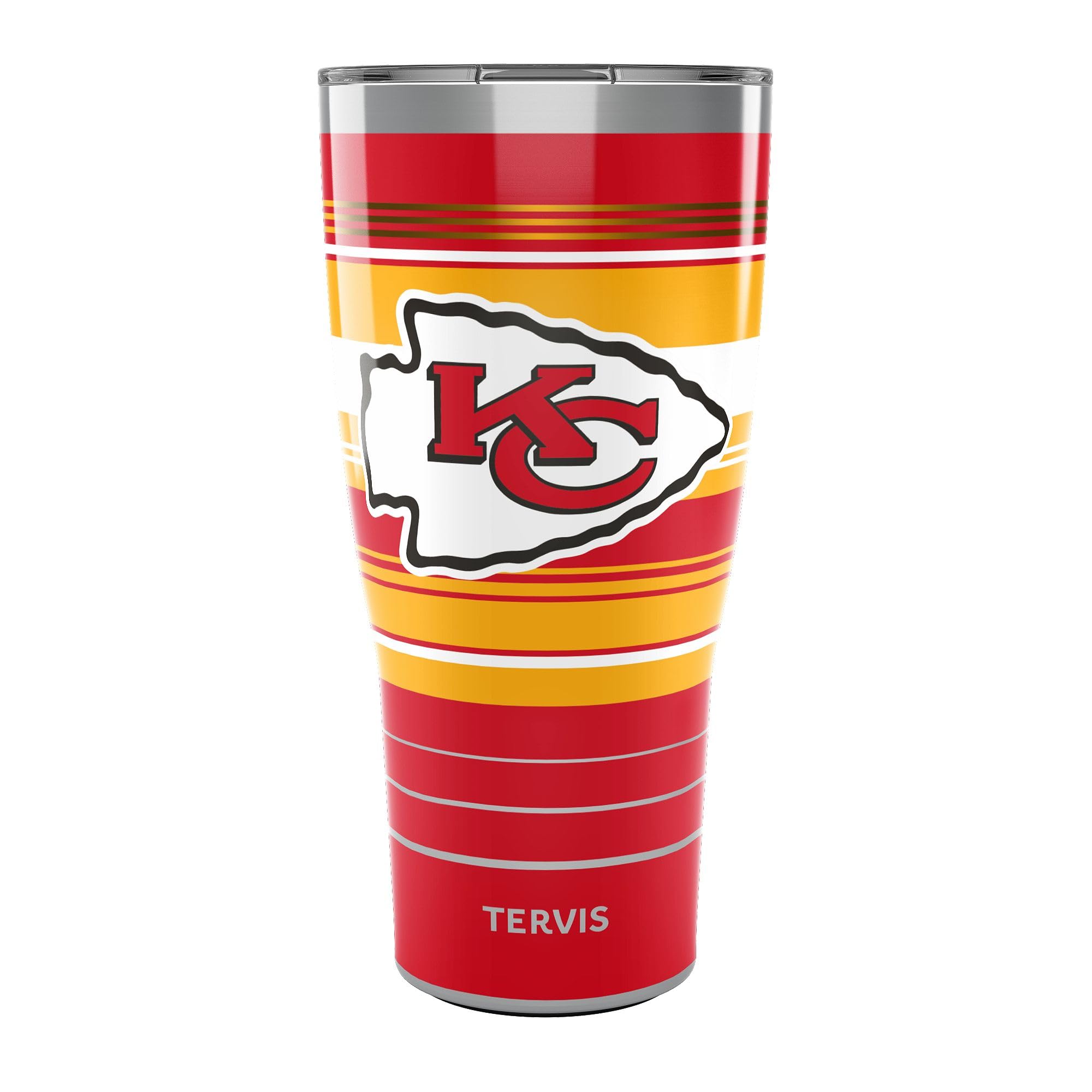 Tervis Traveler NFL Kansas City Chiefs - Hype Stripes Triple Insulated Tumbler Travel Cup Keeps Drinks Cold & Hot, 30oz, Stainle