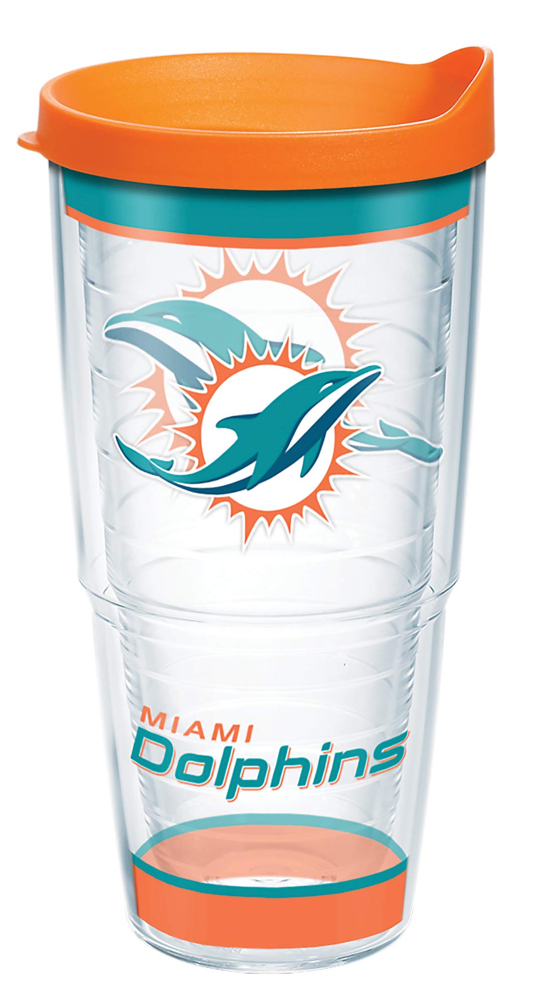 Tervis NFL Miami Dolphins Tradition Made in USA Double Walled Insulated Tumbler Travel Cup Keeps Drinks Cold & Hot, 24oz, Classi
