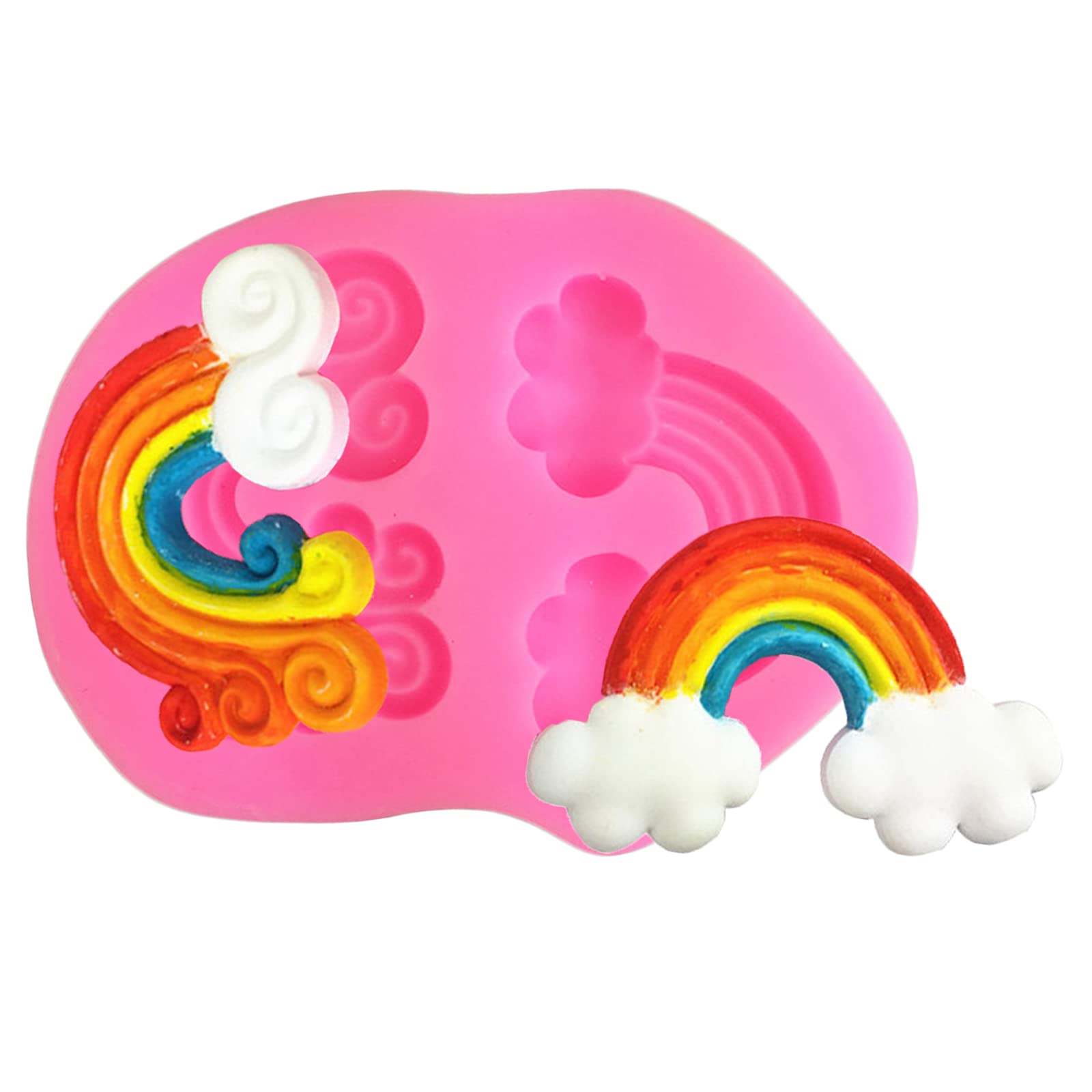 Rainbow Silicone Molds For Cake Cupcake Topper Decoration, Fondant Mold For Chocolate Gum Paste Candy Craft Polymer Clay Mould B