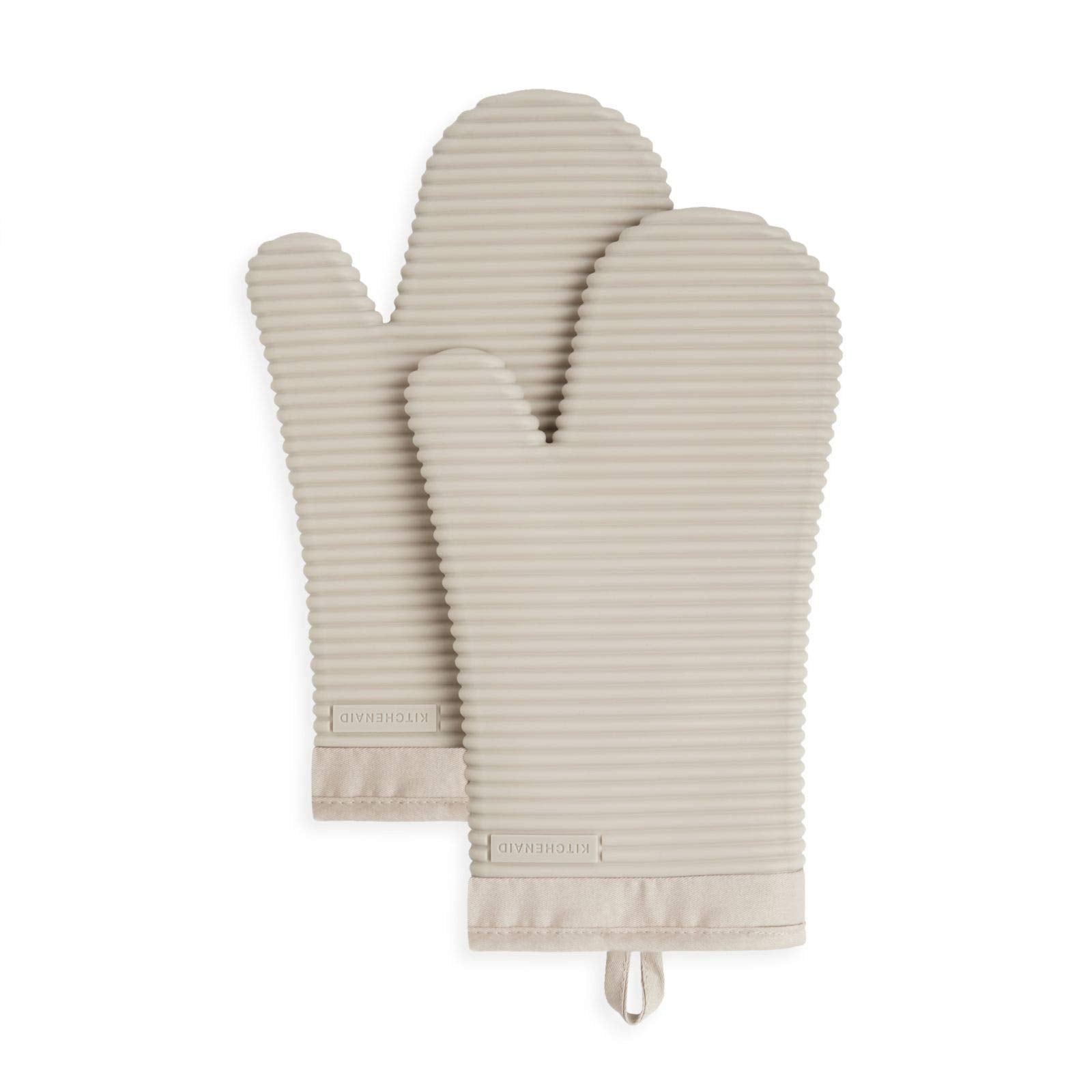 Kitchenaid Ribbed Soft Silicone Oven Mitt Set, 7''X13'', Milkshake 2 Count