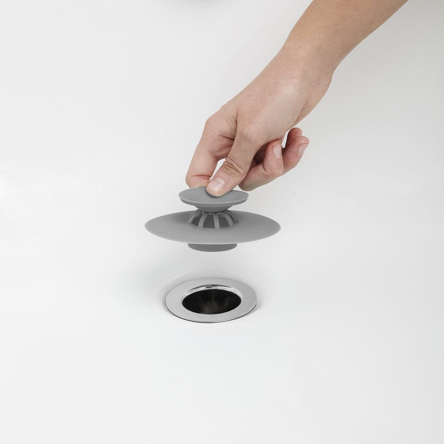 Umbra Flex Drain Stop Hair Catcher, 9.5 cm, Gray, Model 023464-918