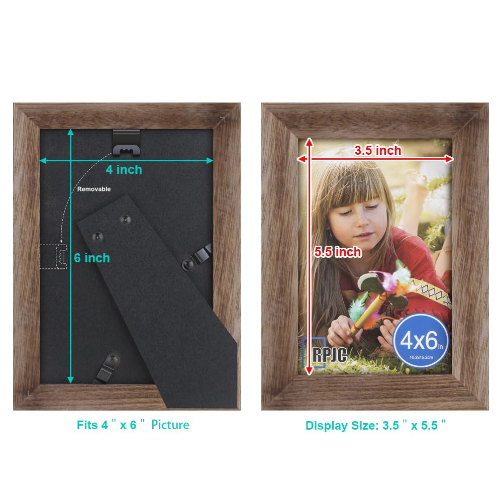 RPJC 4x6 Picture Frames Made of Solid Wood High Definition Glass for Table Top Display and Wall Mounting Photo Frame Carbonized