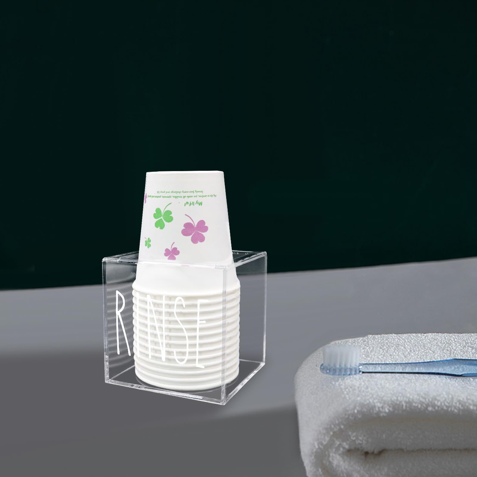 Transparent Acrylic Dixie Cup Dispenser, Disposable Paper Cup Dispenser Storage Holder, 3/5 Oz Dixie Cup Holder, Bathroom Paper