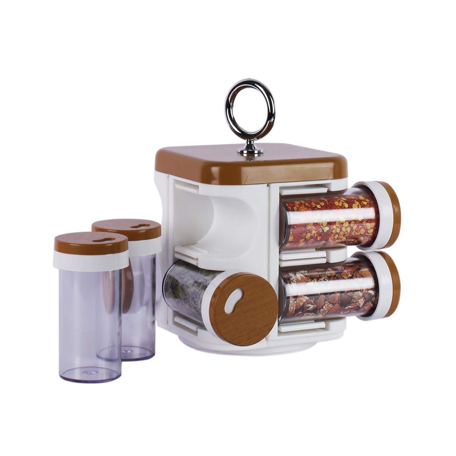 Drumstone (    8Piece Plastic Spice Rack Containers Set With 360 Degree Rotation Masala Jars BpaFree, Kitchen Condiment Storag