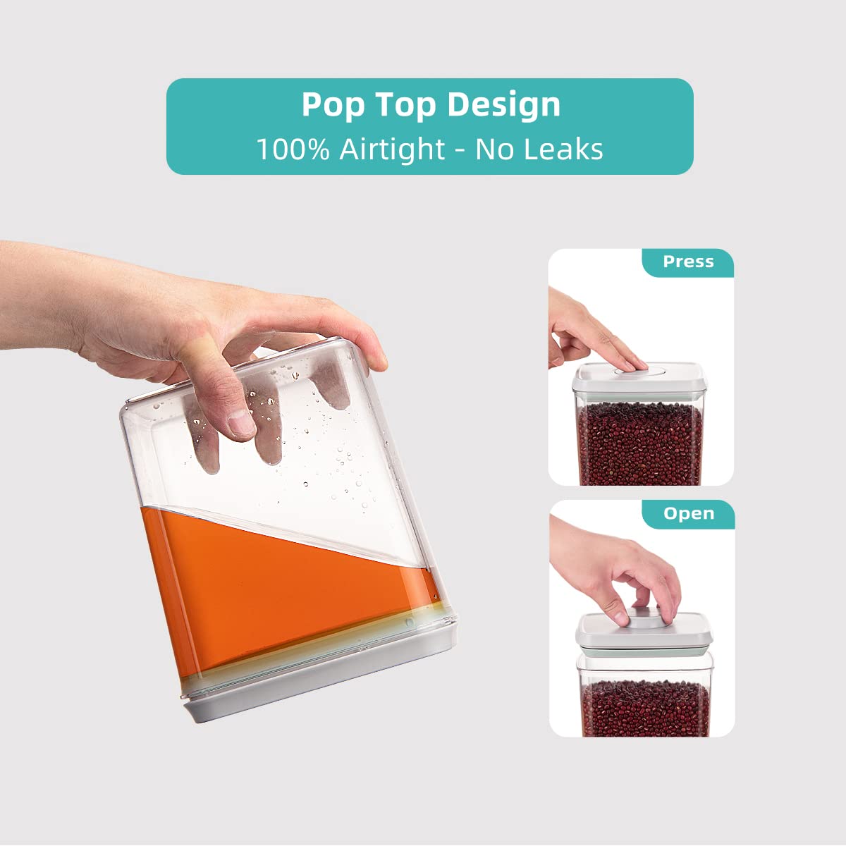 Ankou Food Storage Containers Pop Airtight Food Storage Containers With Lids For Kitchen Pantry Organizing Cereal Snack Flour Su