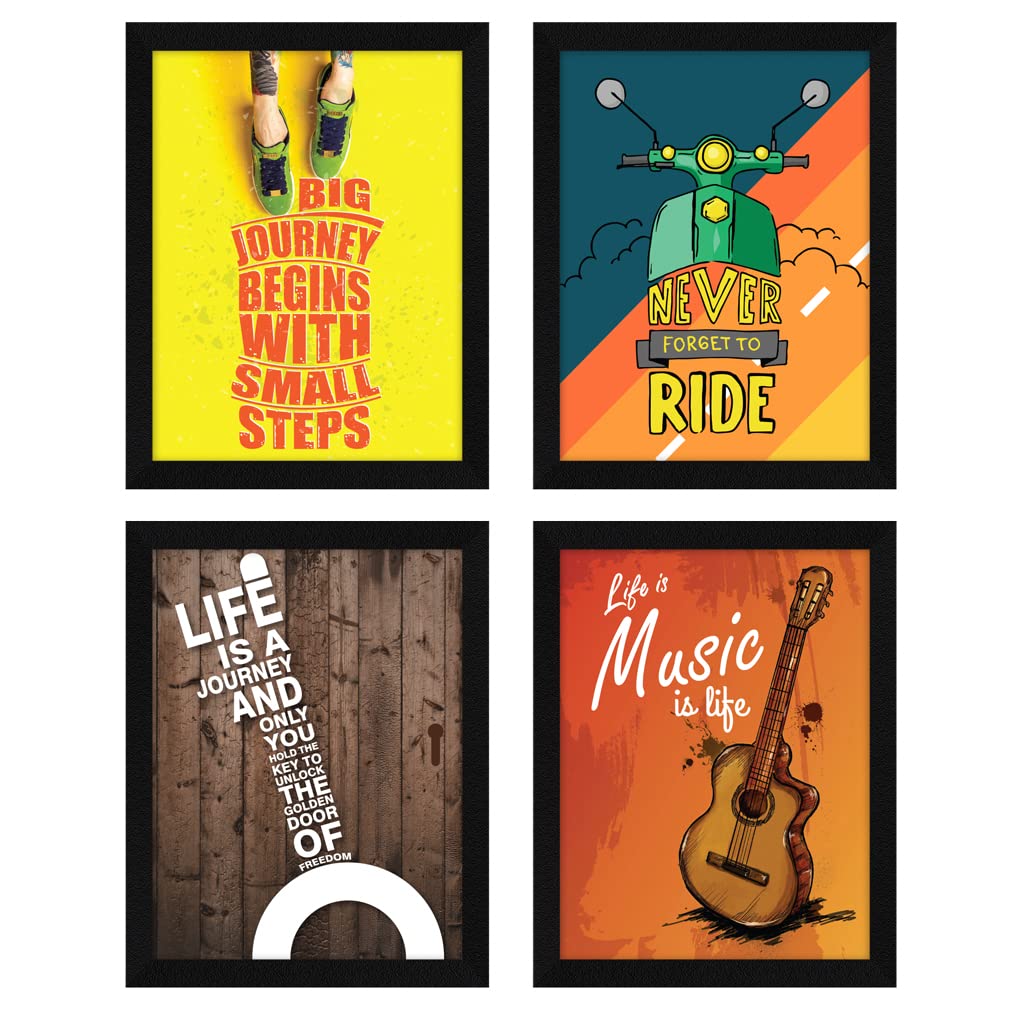 ArtX Paper Big Motivational Quote Wall Frame Art Painting, Multicolor, Inspirational, 10X13 in each, 20X26 inches combined, Set 