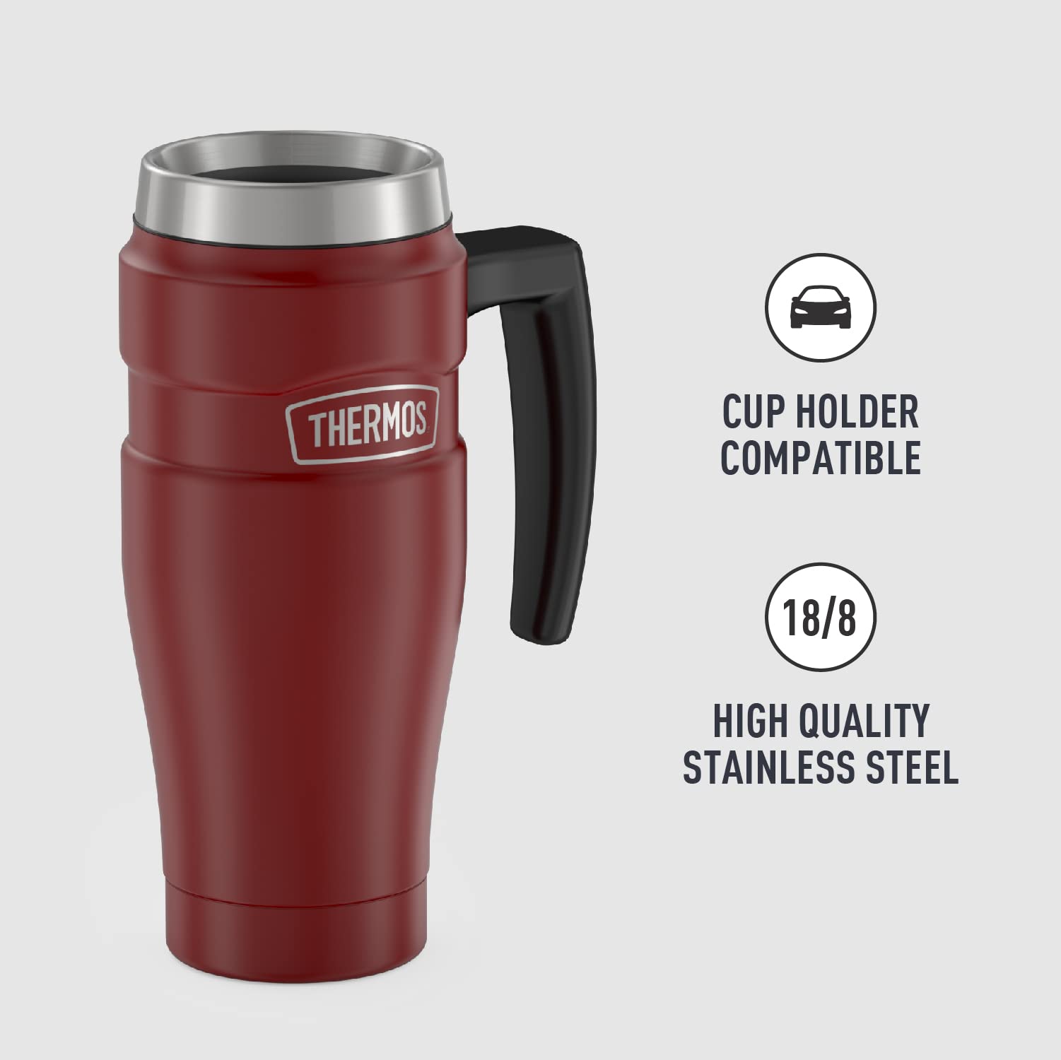 Thermos Stainless King Vacuum-Insulated Travel Mug, 16 Ounce, Rustic Red