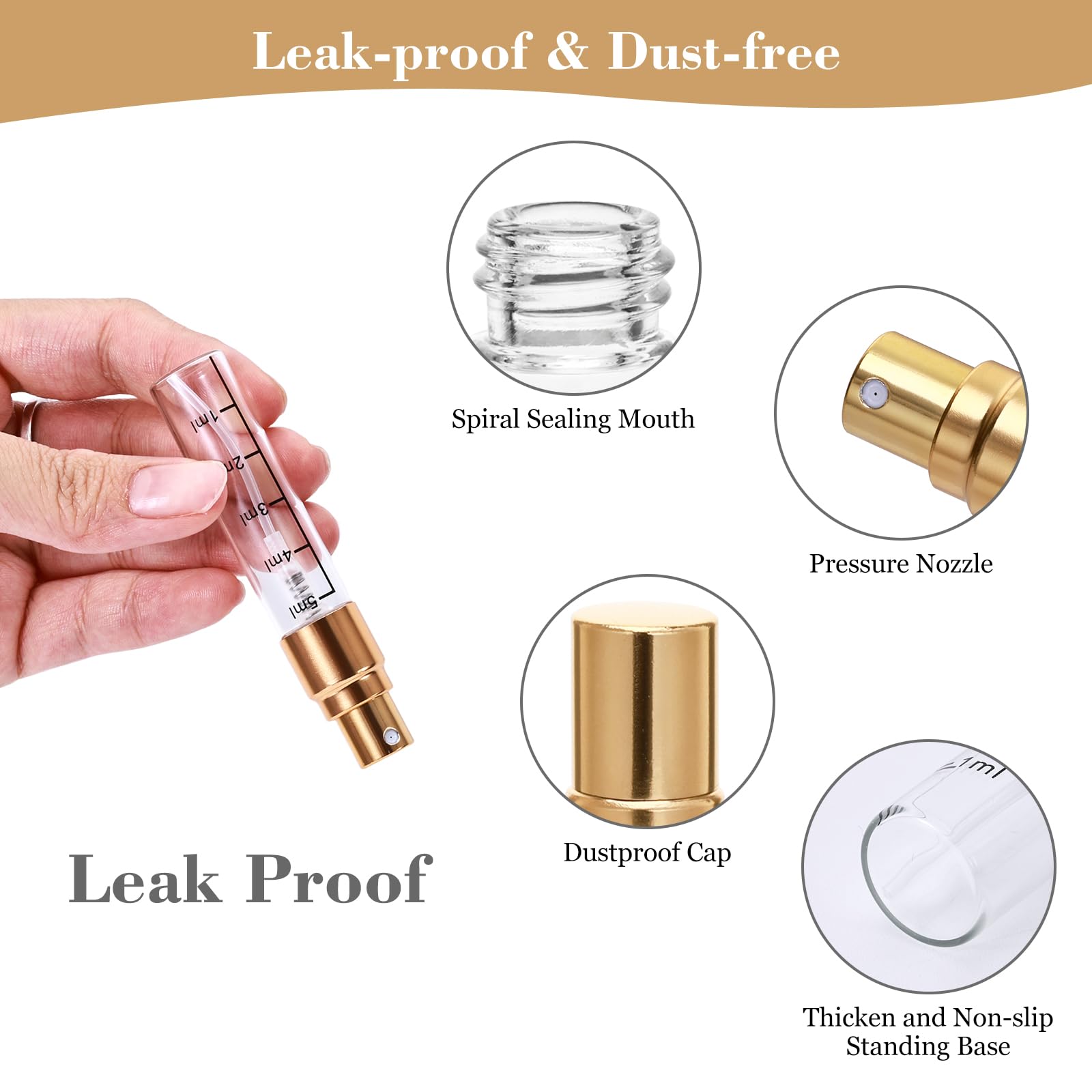 Beomeen 12Pcs 5Ml Clear Glass Perfume Travel Refillable Spray Bottles, Mini Perfume Bottle Empty, Portable Cologne Atomizer Spra