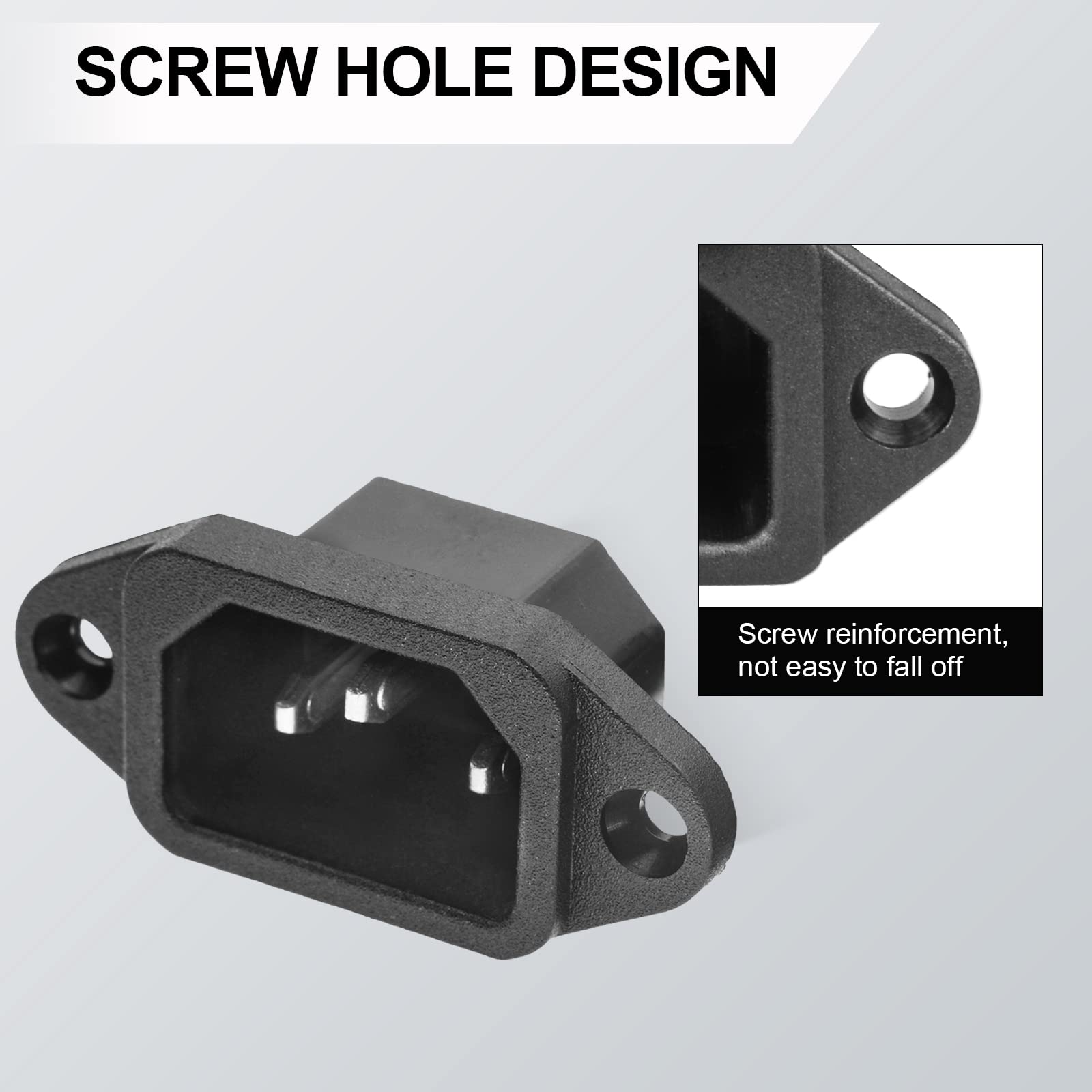 Qteatak 3 Pack Screw Mount 3 Pins Inlet Power Plug Socket Iec320 C14 Ac 250V 10A By Qteatak