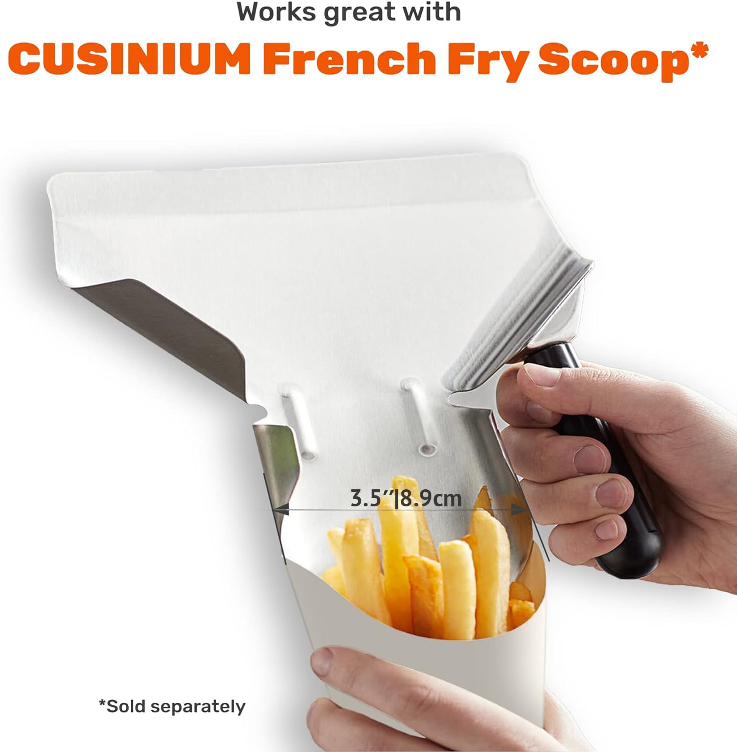 Cusinium 14 Oz 50-Pack White French Fry Cups - Charcuterie Cups Disposable