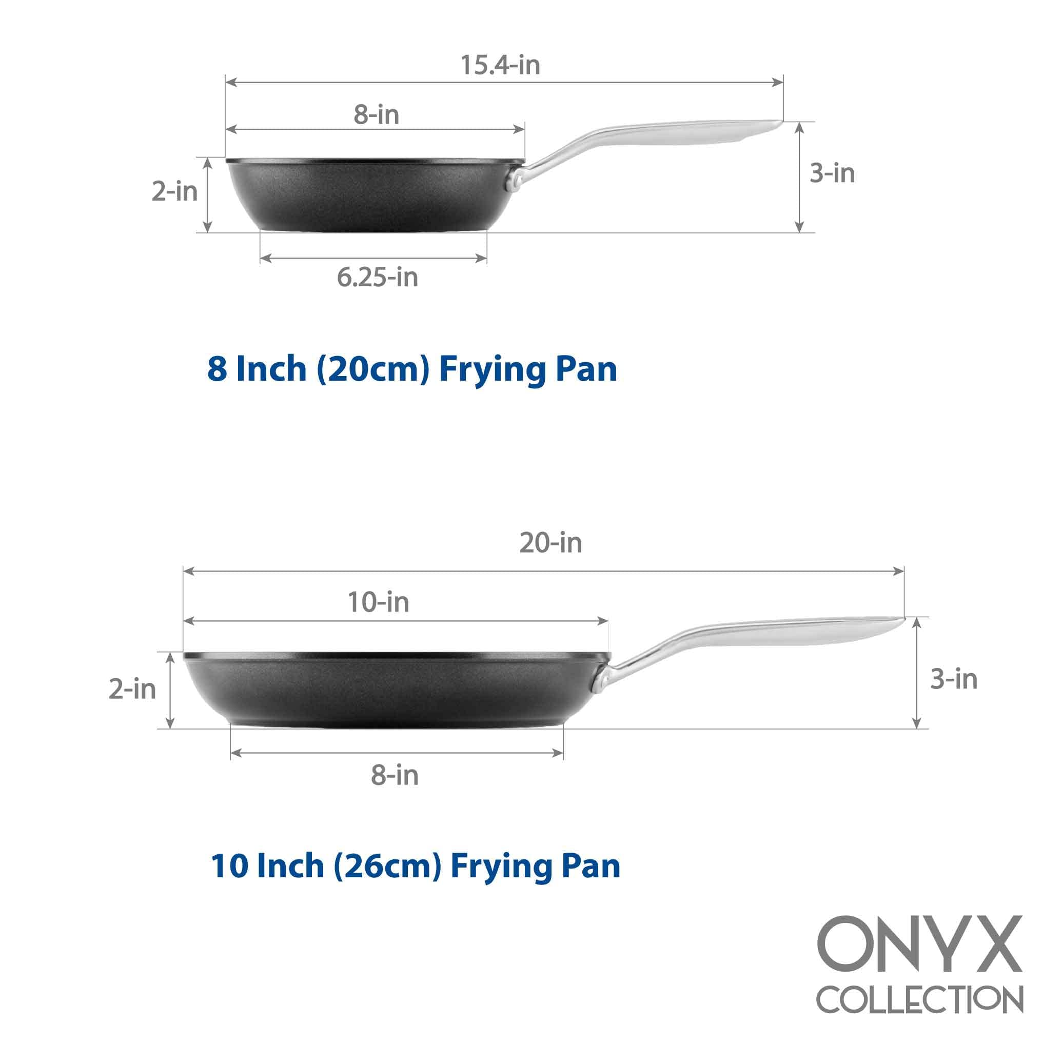TECHEF Onyx Nonstick Frying Pan Set - 2-Piece (8-inch & 10-inch), PFOA-Free, Induction-Ready, Black, Aluminum, Model OX