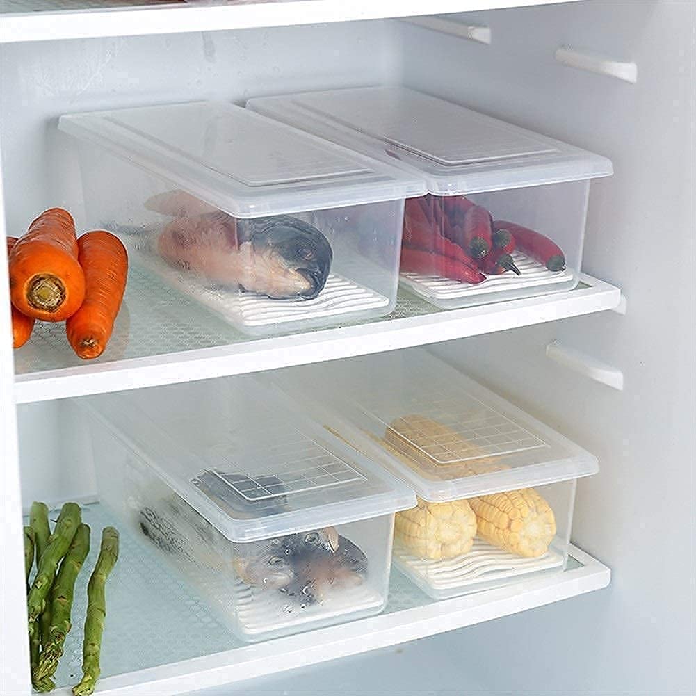 Sitovi Food Storage Container, Fridge Organizer Case With Removable Drain Plate Stackable Freezer Storage Containers Keep Fresh 