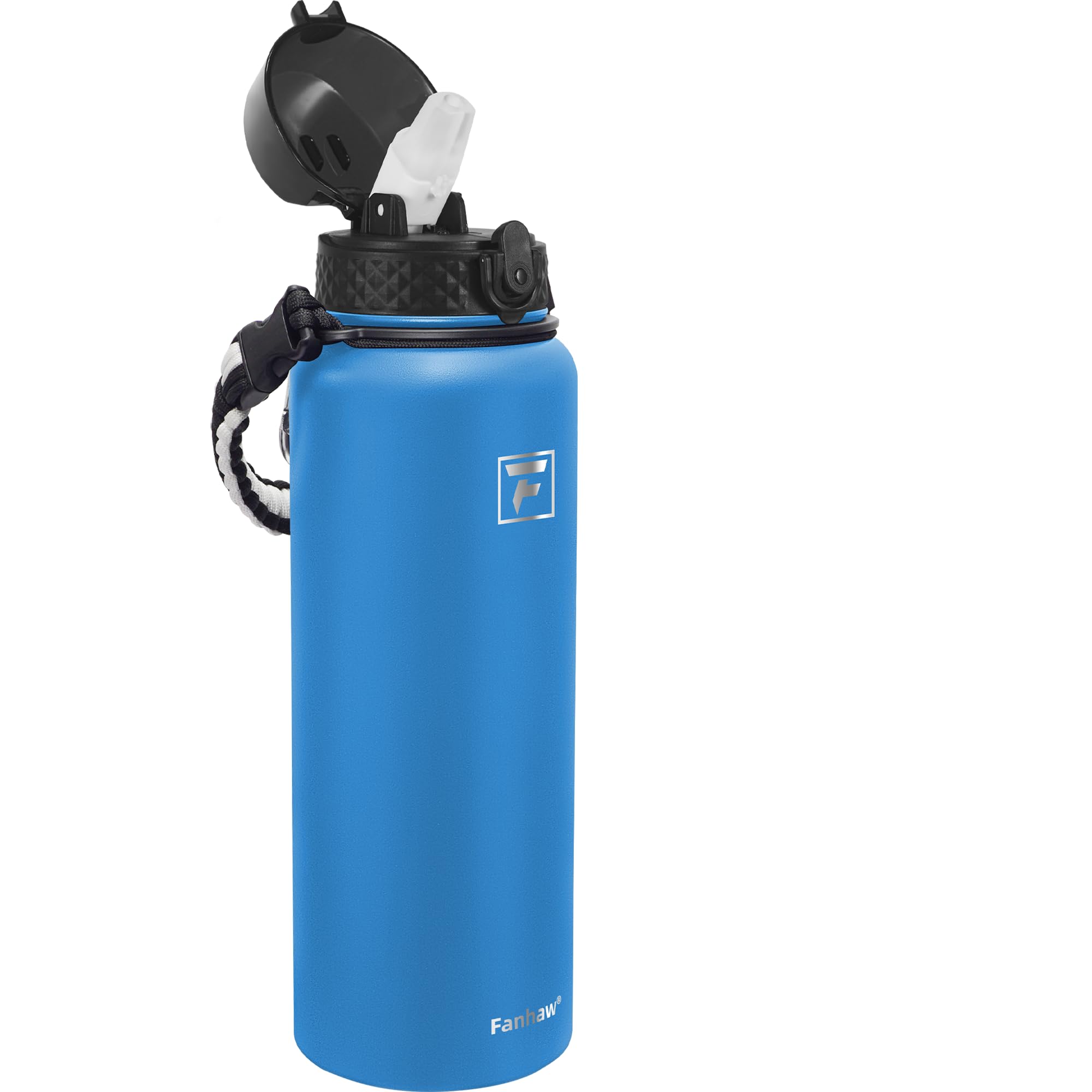 Fanhaw 40 oz Insulated Stainless Steel Water Bottle with Straw Lid, Leakproof Extra-Large Sports Bottle for Men & Women (Sky Blu