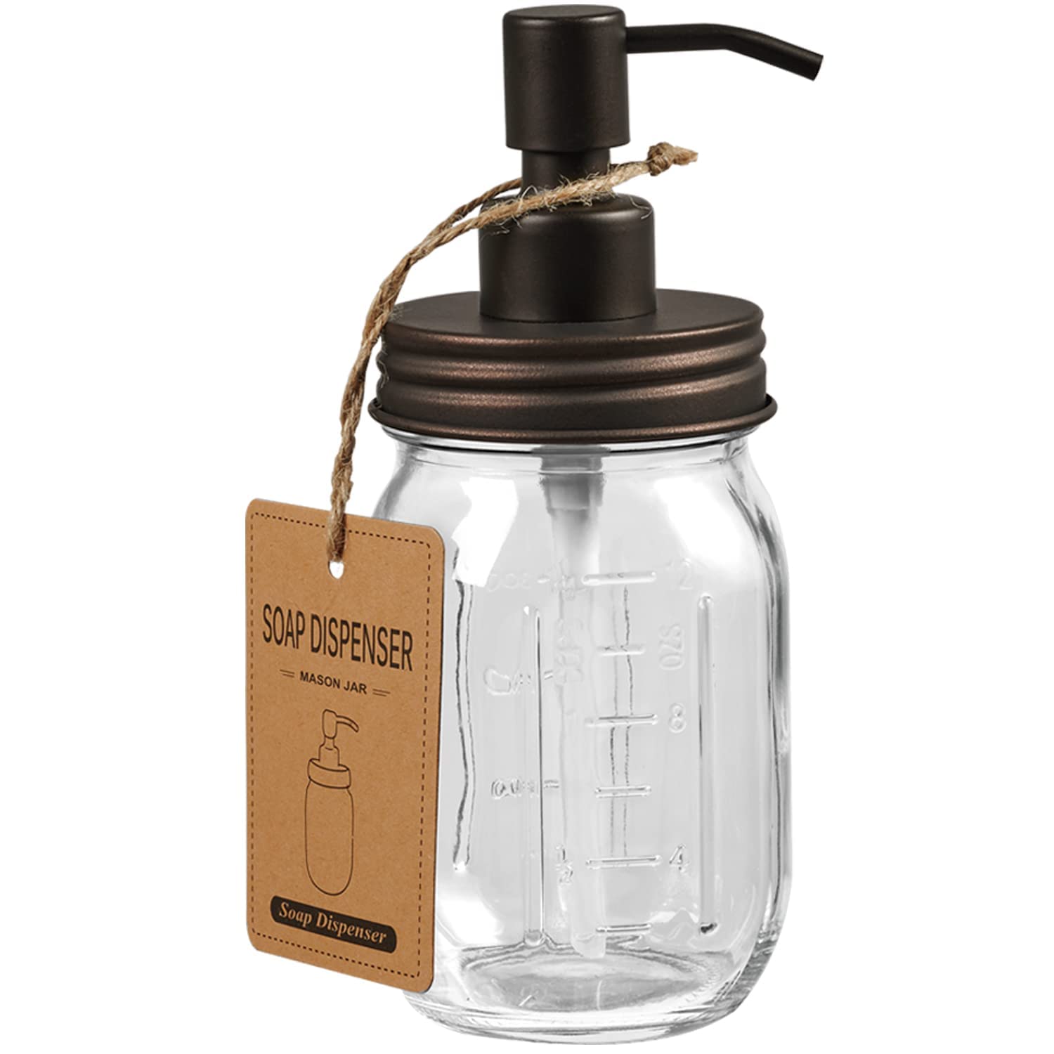 Amolliar Mason Jar Soap Dispensers -Bronze-W/ Rustproof 304 Stainless Steel Mason Jar Lid &Pump-Great For Hand Soap, Lotions,Dis