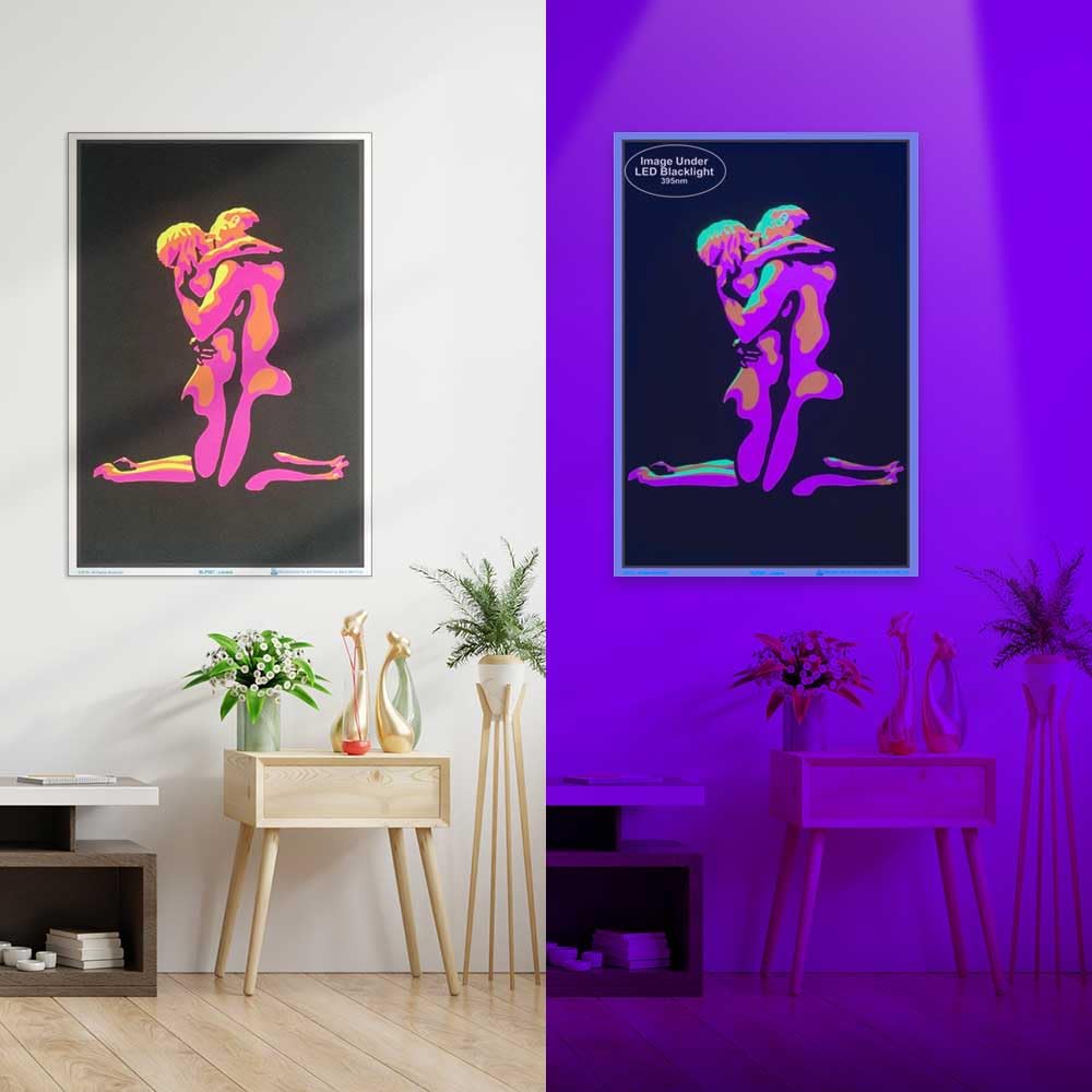 Scorpio Posters Flaming Lovers Blacklight Poster - 23.5" x 35.5" - Yellow, Orange, White
