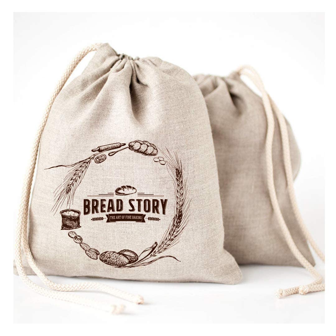 Natural Linen Bread Bags - 2-Pack Large 11 X15 In (30 Cm X 40 Cm) Ideal For Homemade Bread, Reusable Food Storage, Housewarming,