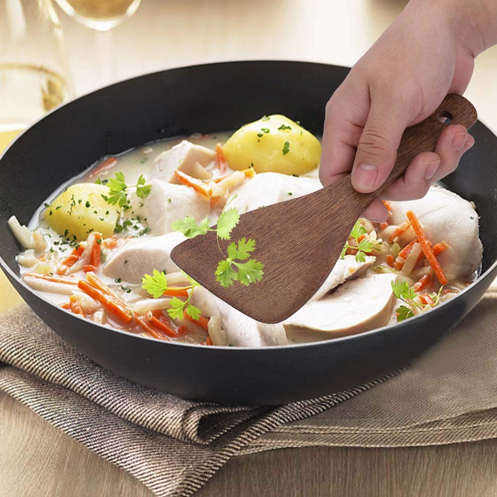 Fdit Kitchen Cooking Tool Shovel Wooden Spatula Fried Rice Turner Utensils Cooking Roasting(Semicircular)