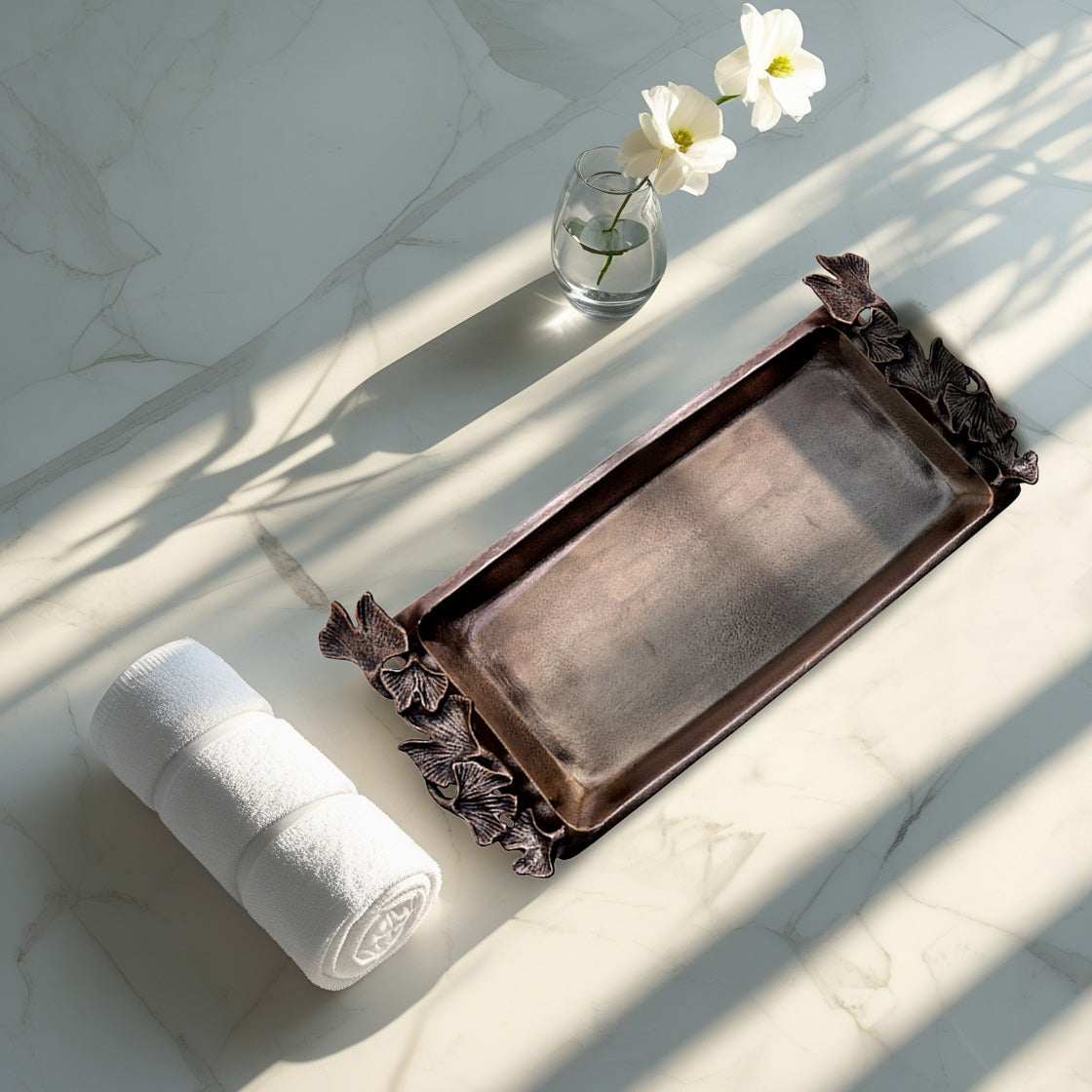 Gingko Grace – Modern Decorative Counter Accent Handmade Bathroom Vanity Tray