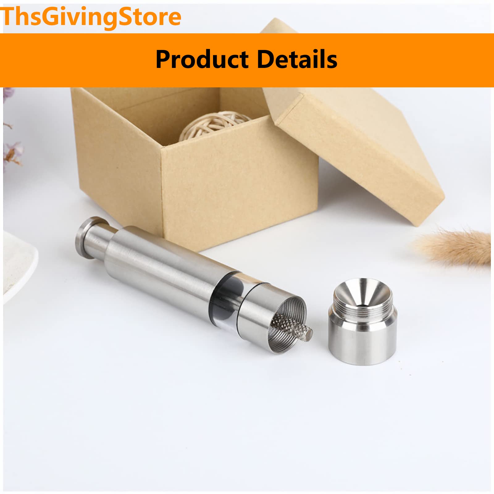 Thumb Pepper Grinder, Push Button Salt And Spices Pepper Fine Mill, One Hand Pepper Stainless Steel Grinder For Grains, Spices,