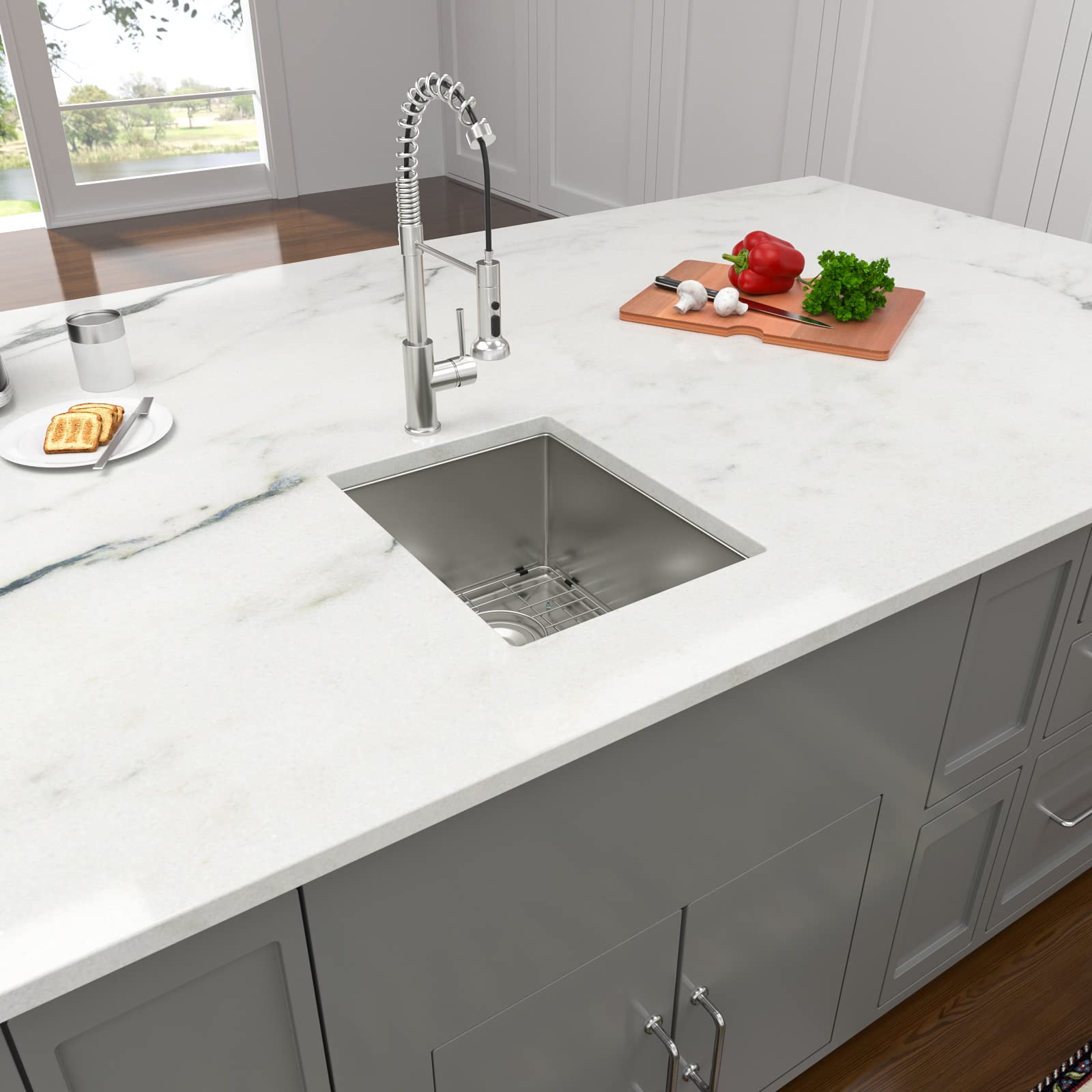 15 Bar Sink Undermount - Lordear 15X17 Inch Stainless Steel Undermount Sink Bar Prep Sink 16 Gauge R10 Round Corner Deep Single