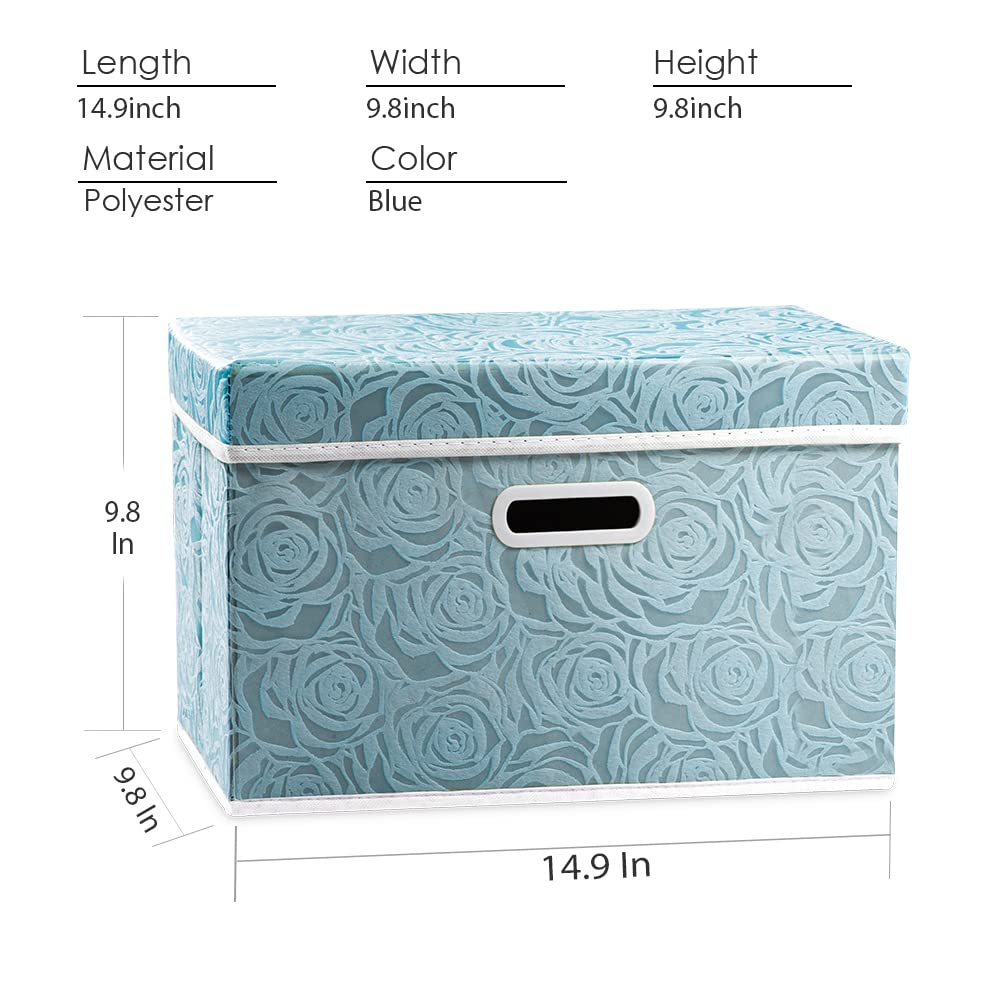 Prandom Collapsible Storage Cubes With Lids Fabric Decorative Storage Bins Boxes Organizer Containers Baskets With Cover Handles
